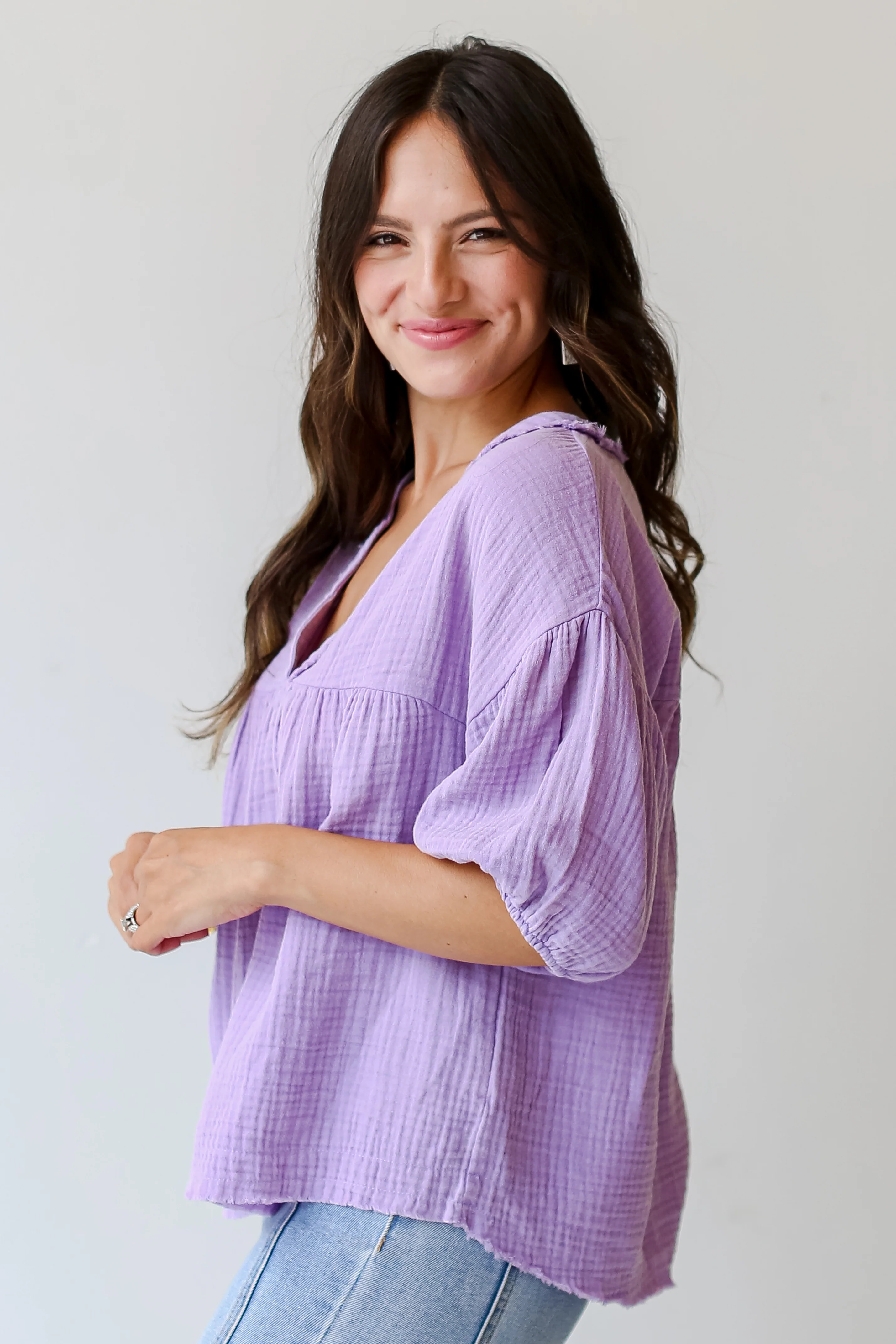 FINAL SALE - Adore The Feeling Linen Babydoll Blouse