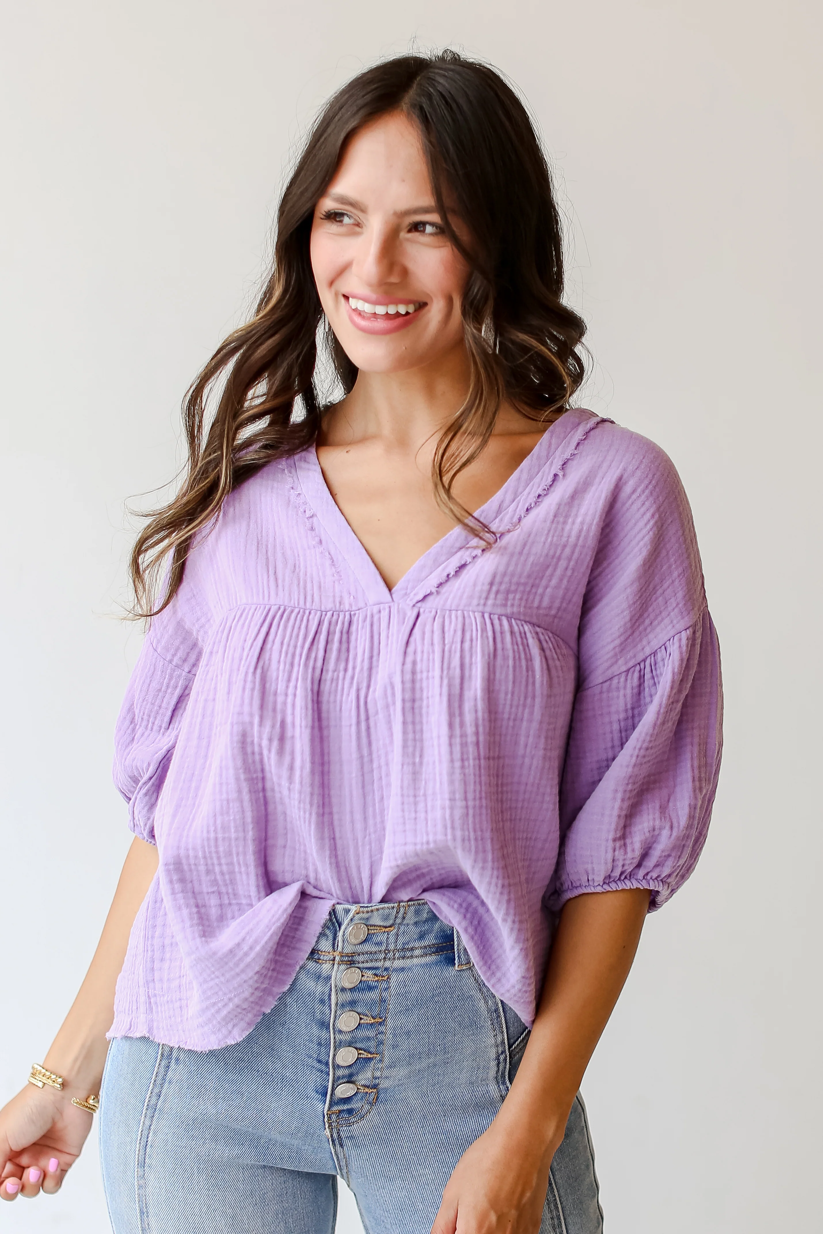 FINAL SALE - Adore The Feeling Linen Babydoll Blouse