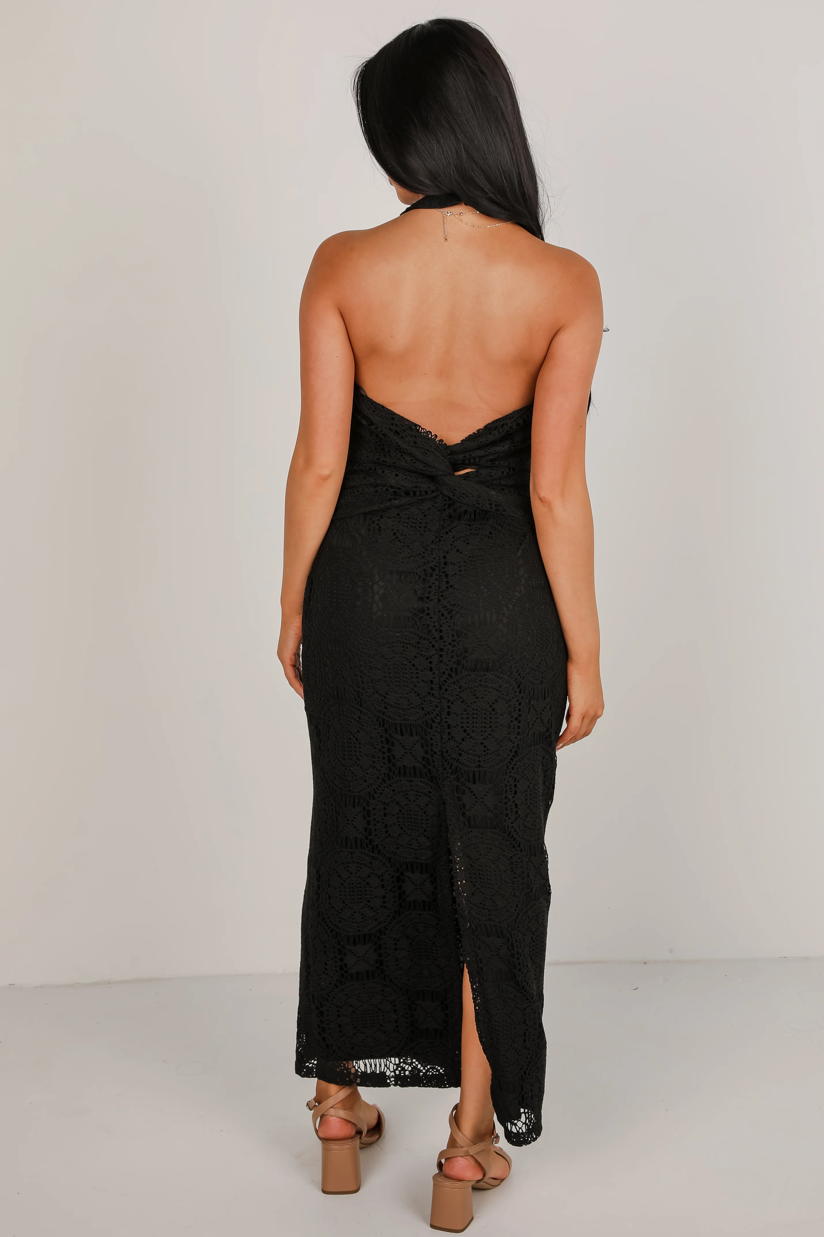 FINAL SALE - Off To The Coast Black Crochet Halter Maxi Dress 6 FINAL SALE - Off To The Coast Black Crochet Halter Maxi Dress