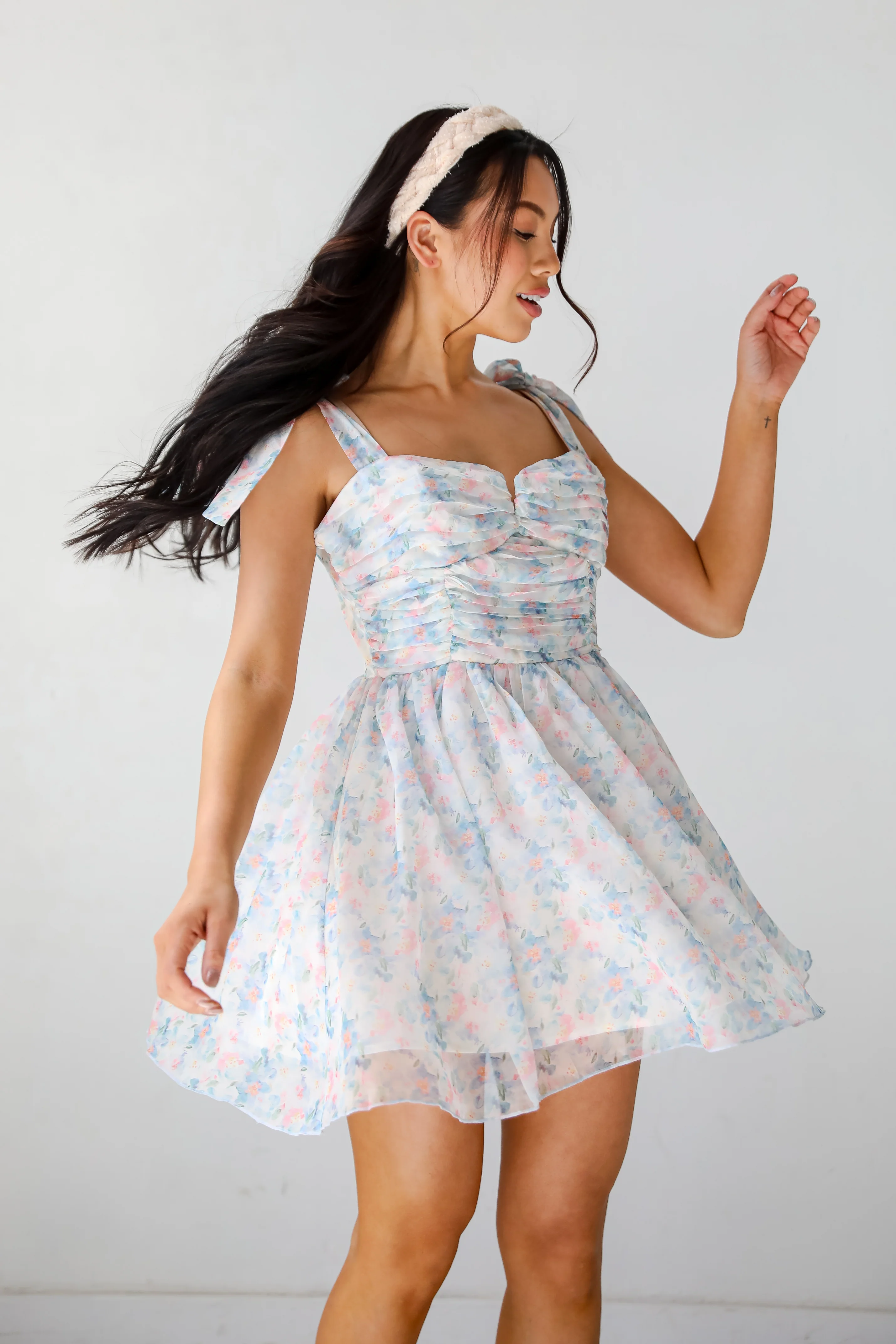 FINAL SALE - Darling Composure Ivory Floral Mini Dress