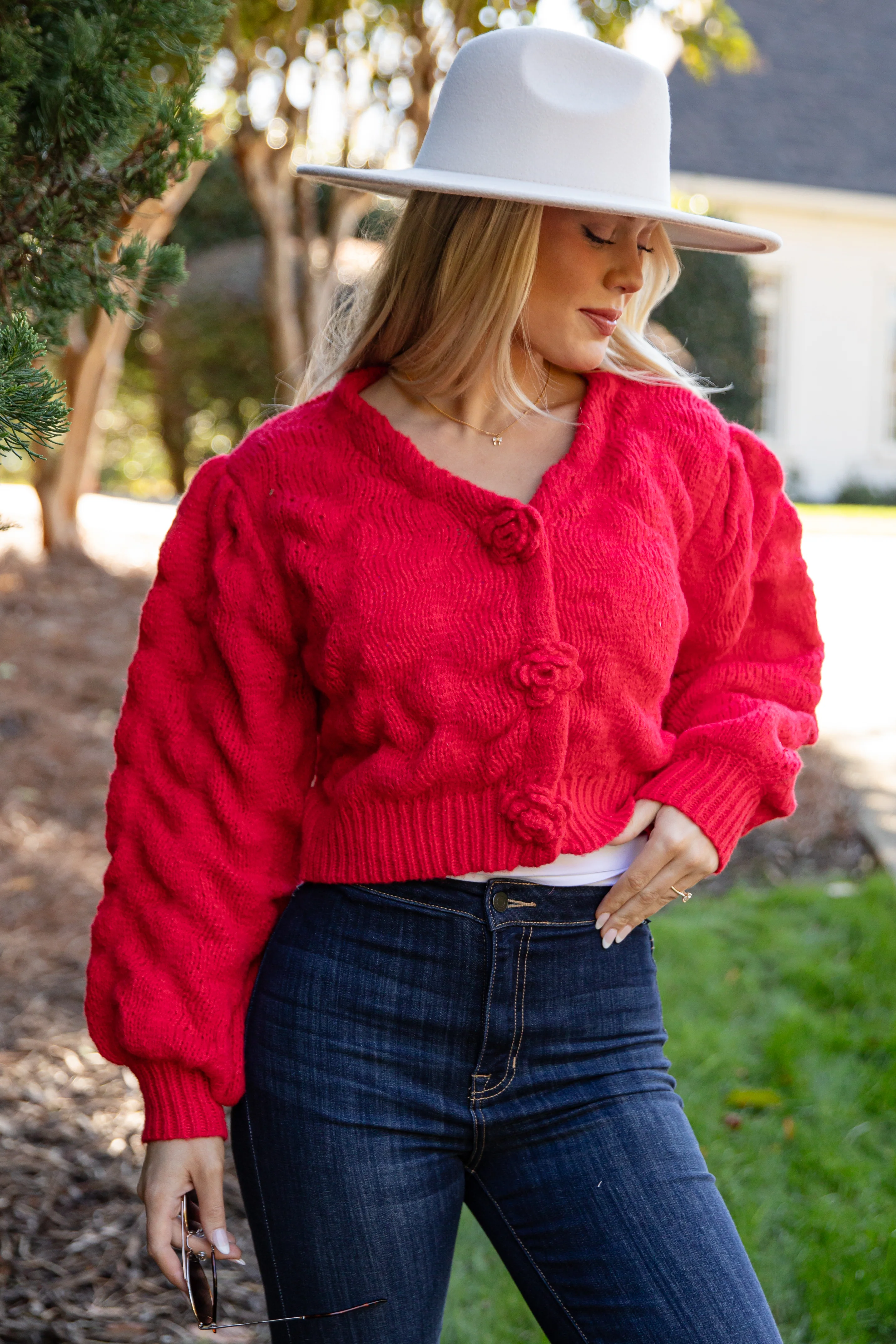 FINAL SALE - Charismatic Romantic Red Sweater Cardigan