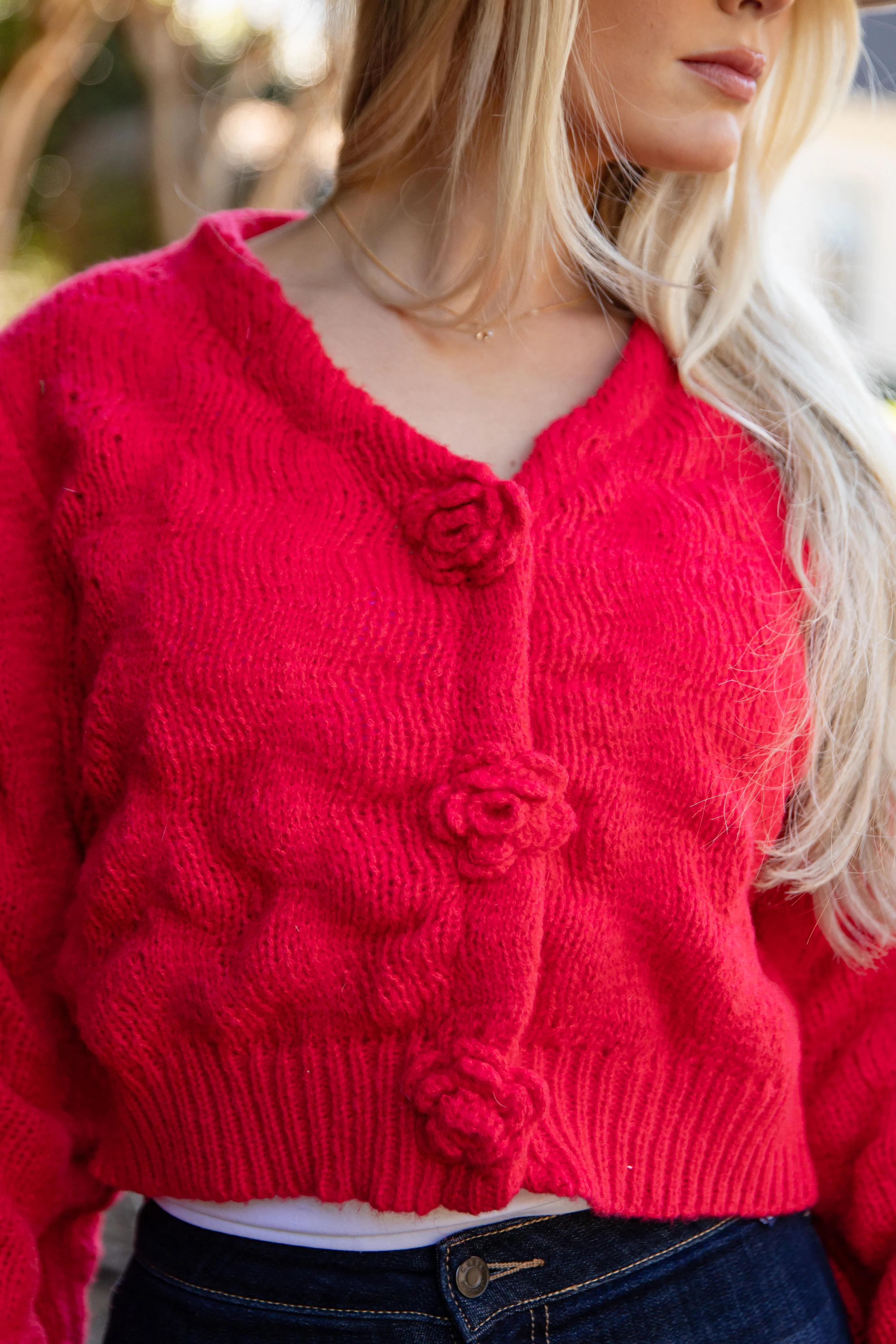 FINAL SALE - Charismatic Romantic Red Sweater Cardigan