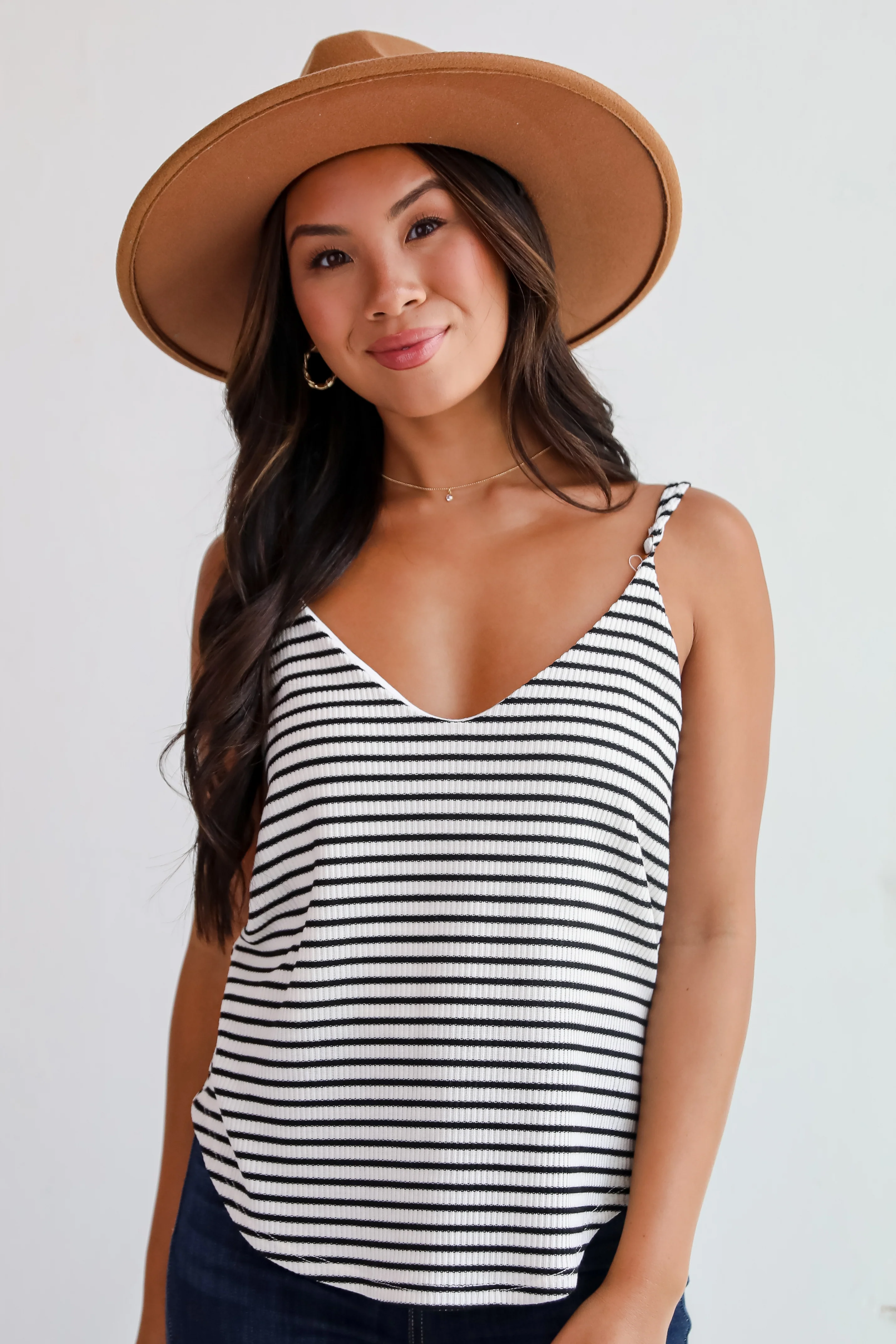 Envied Comfort Ivory Striped Knit Tank - DU DEAL