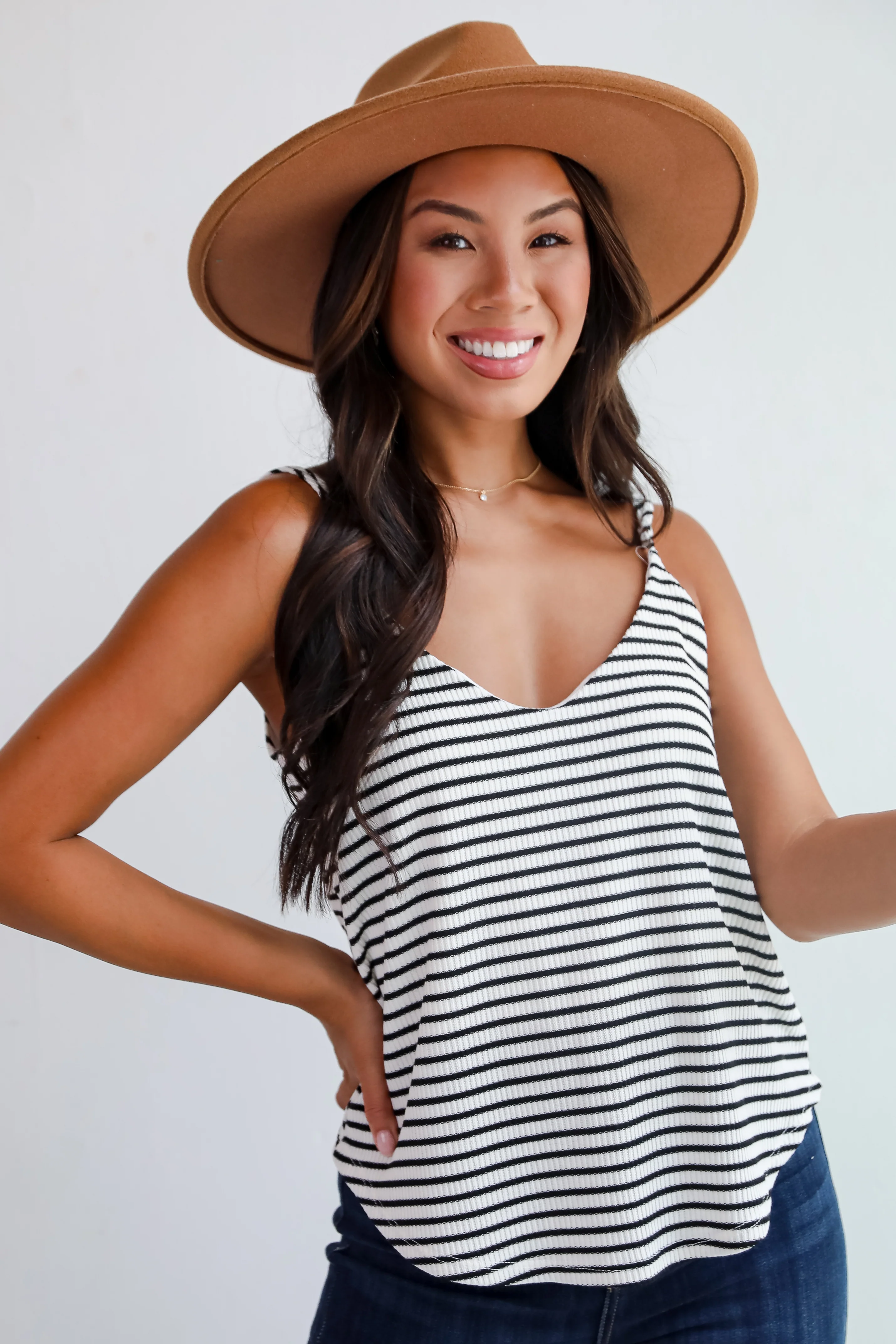 Envied Comfort Ivory Striped Knit Tank - DU DEAL