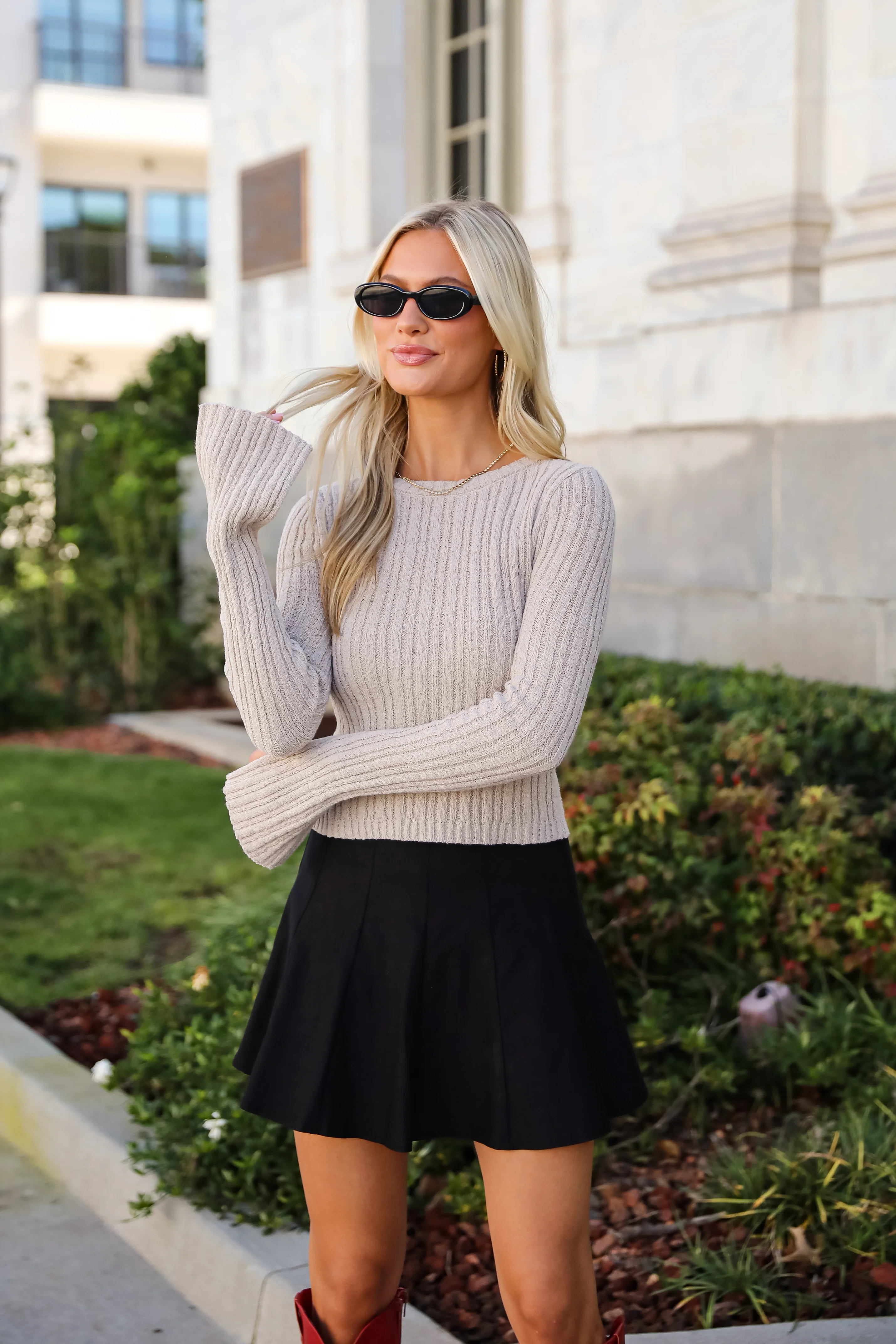 FINAL SALE - Bailey Tan Ribbed Knit Top - DOORBUSTER