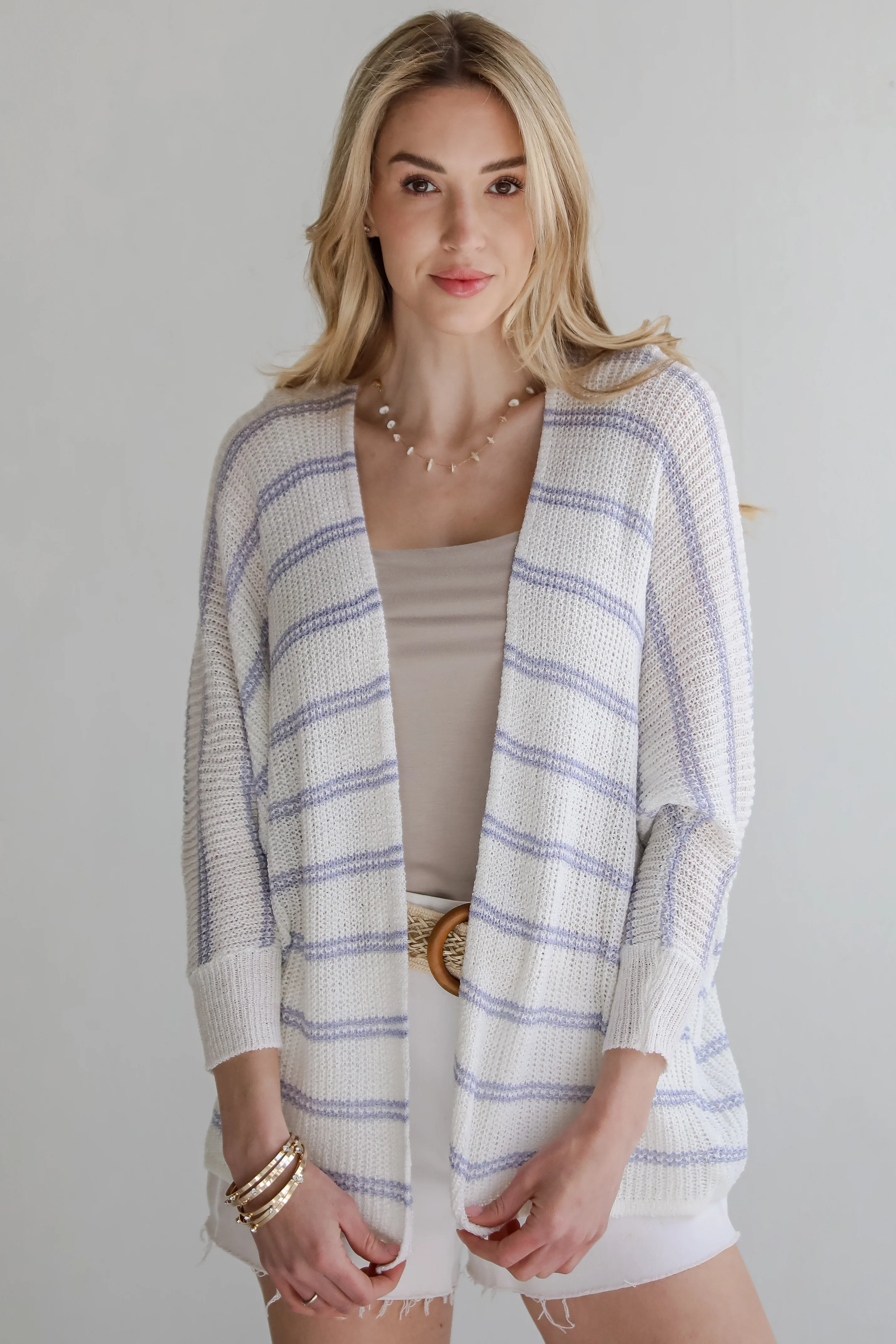 FINAL SALE - Always Admired White Striped Cardigan