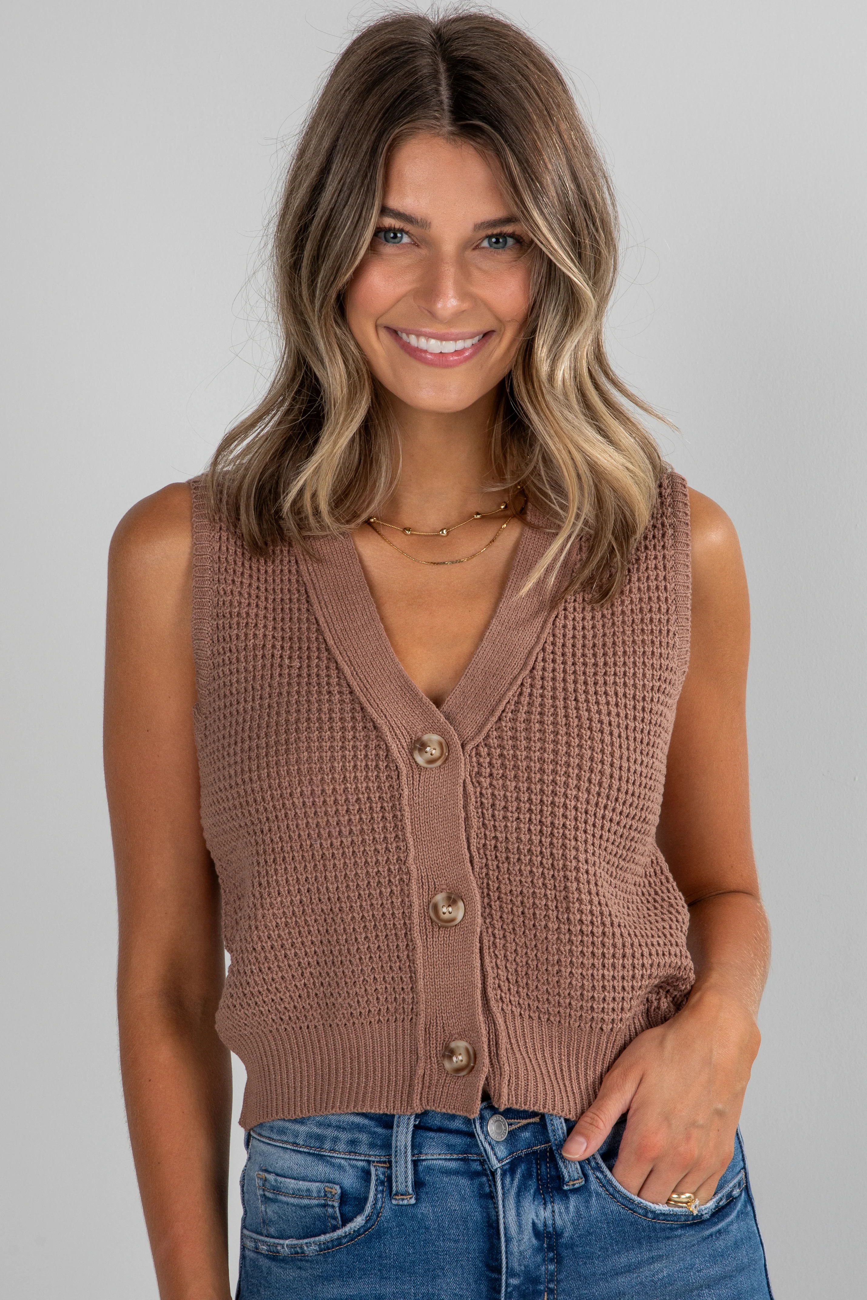 FINAL SALE - On Her Way Mocha Knit Vest 4 FINAL SALE - On Her Way Mocha Knit Vest