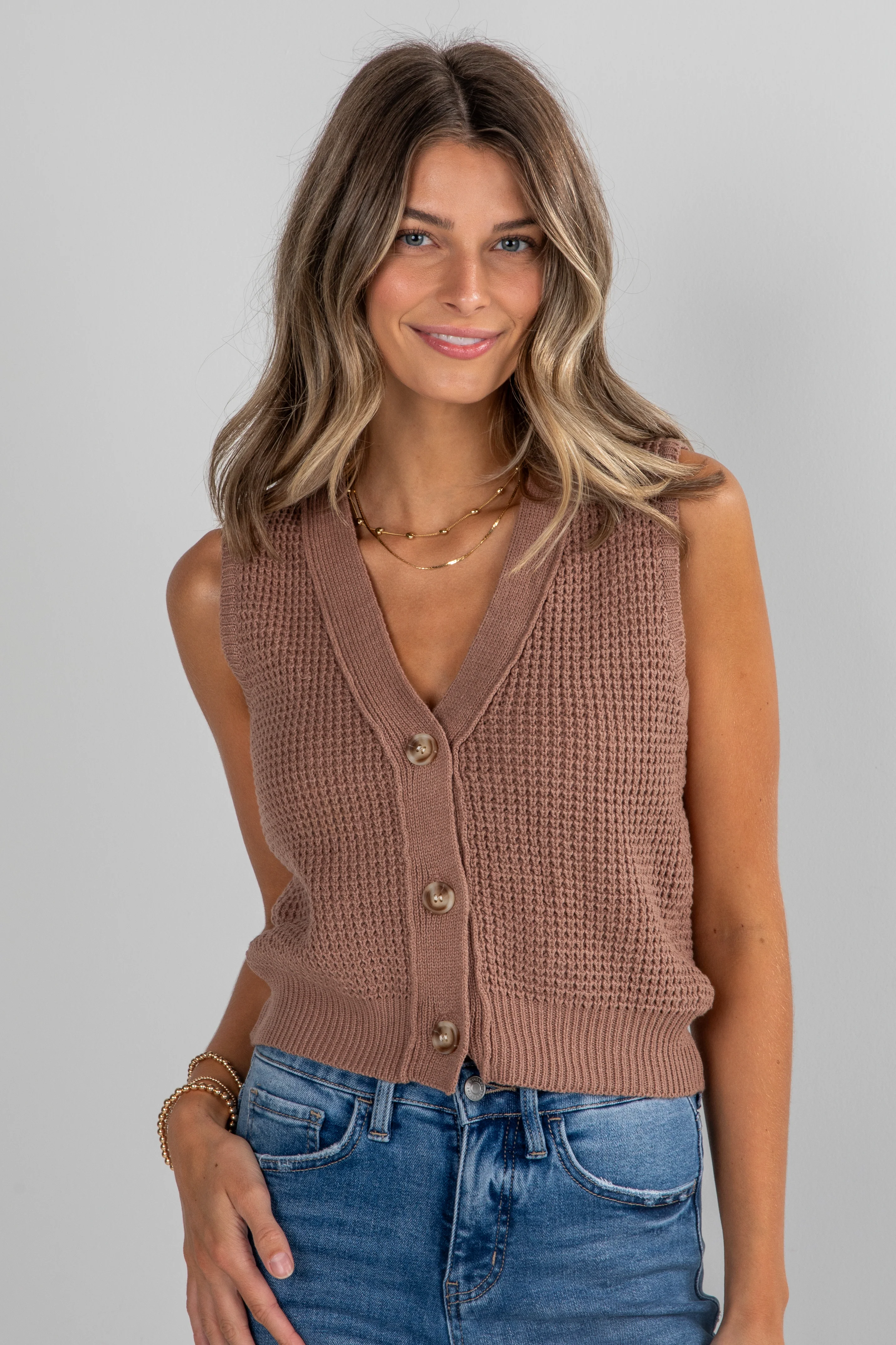 FINAL SALE - On Her Way Mocha Knit Vest 6 FINAL SALE - On Her Way Mocha Knit Vest