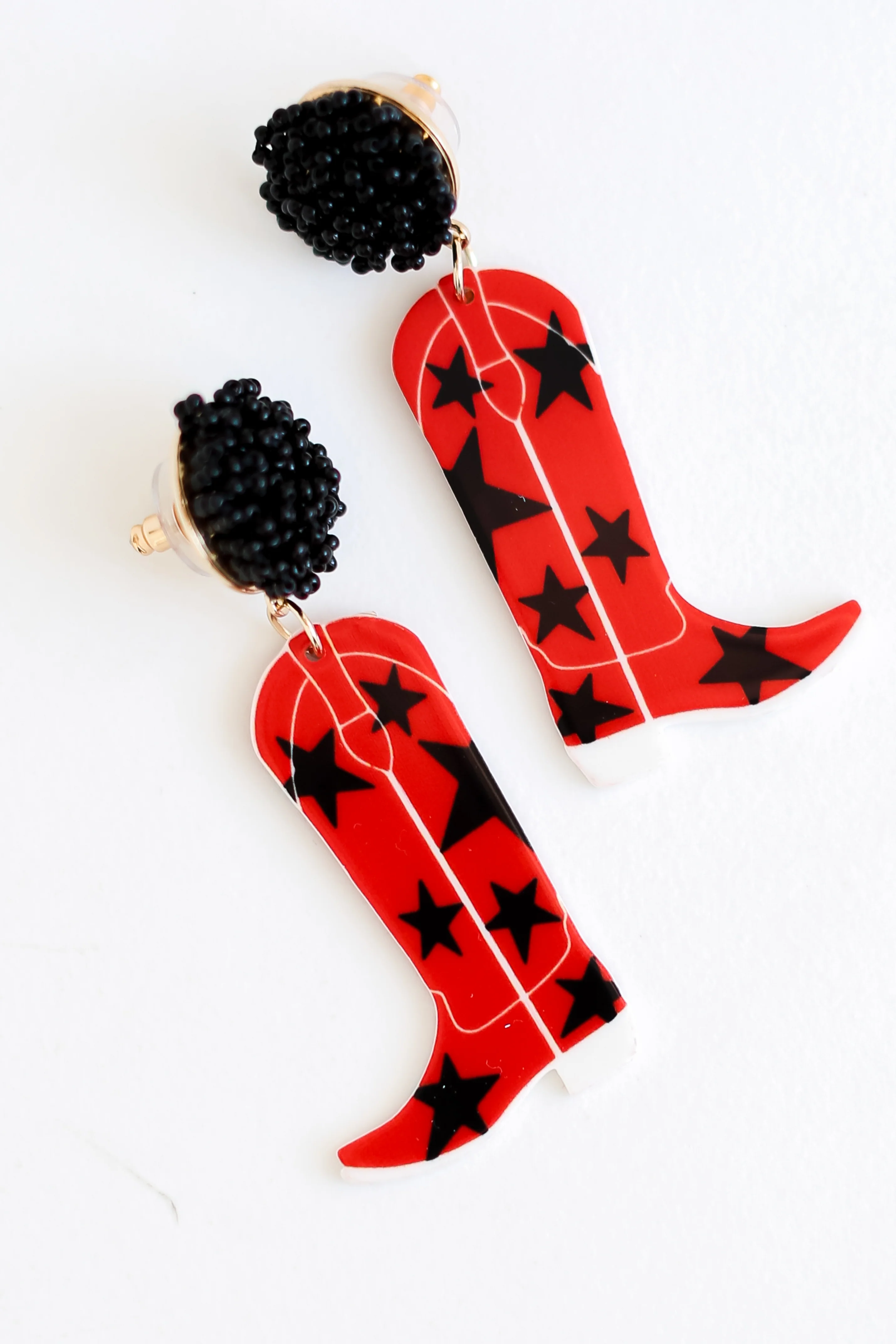 FINAL SALE - Red + Black Cowboy Boot Earrings