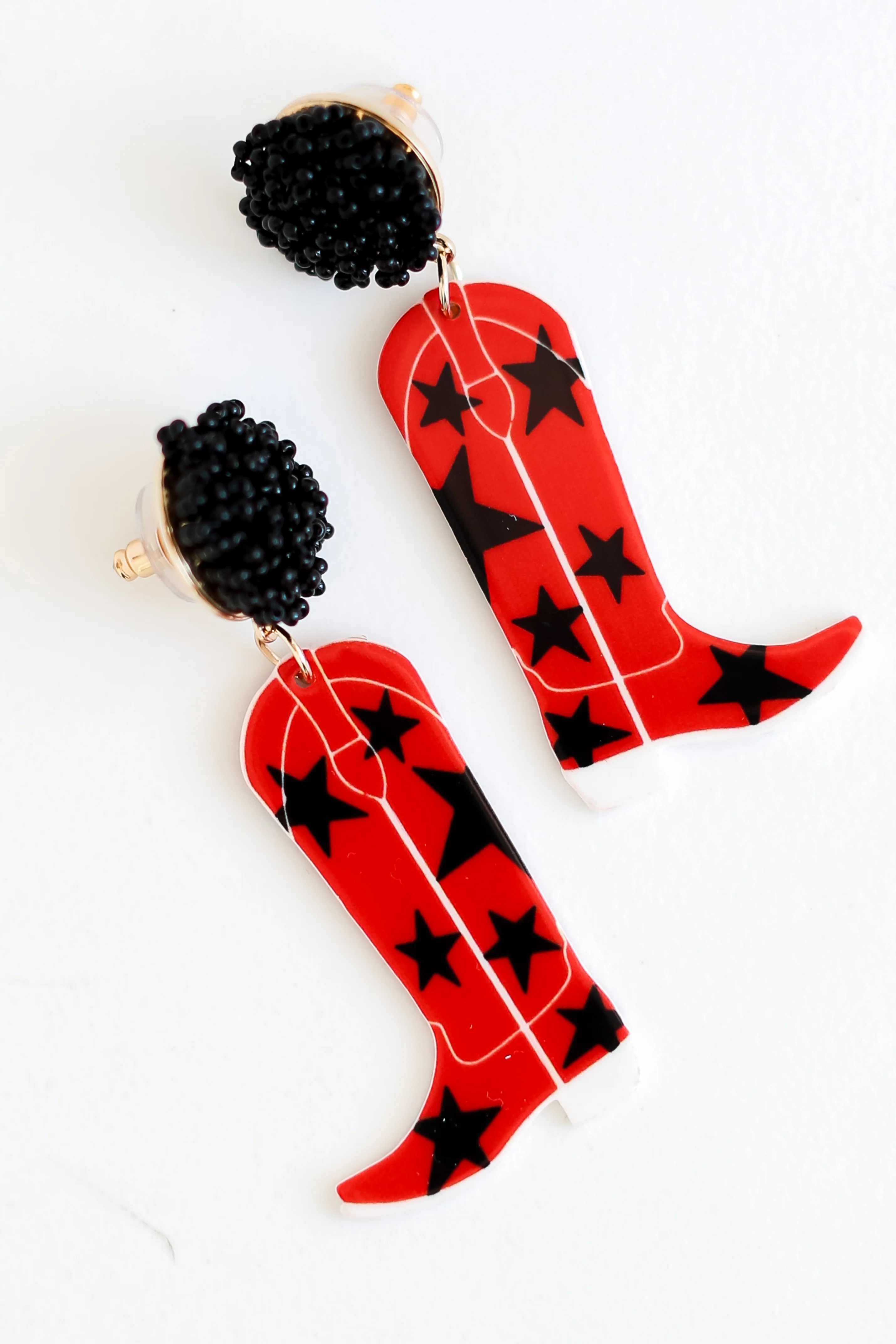 FINAL SALE - Red + Black Cowboy Boot Earrings
