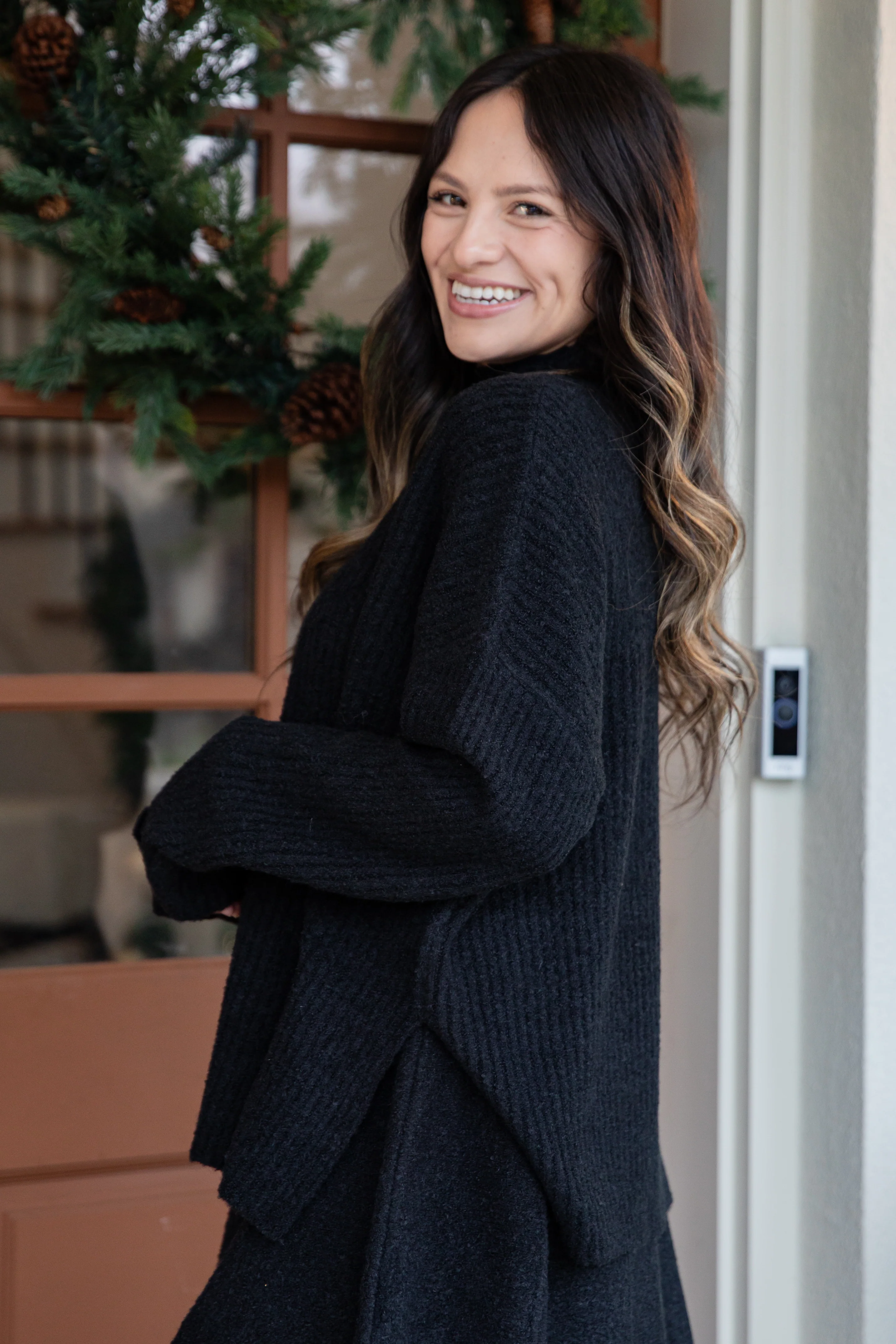 Cinnamon Spice Mock Neck Knit Sweater