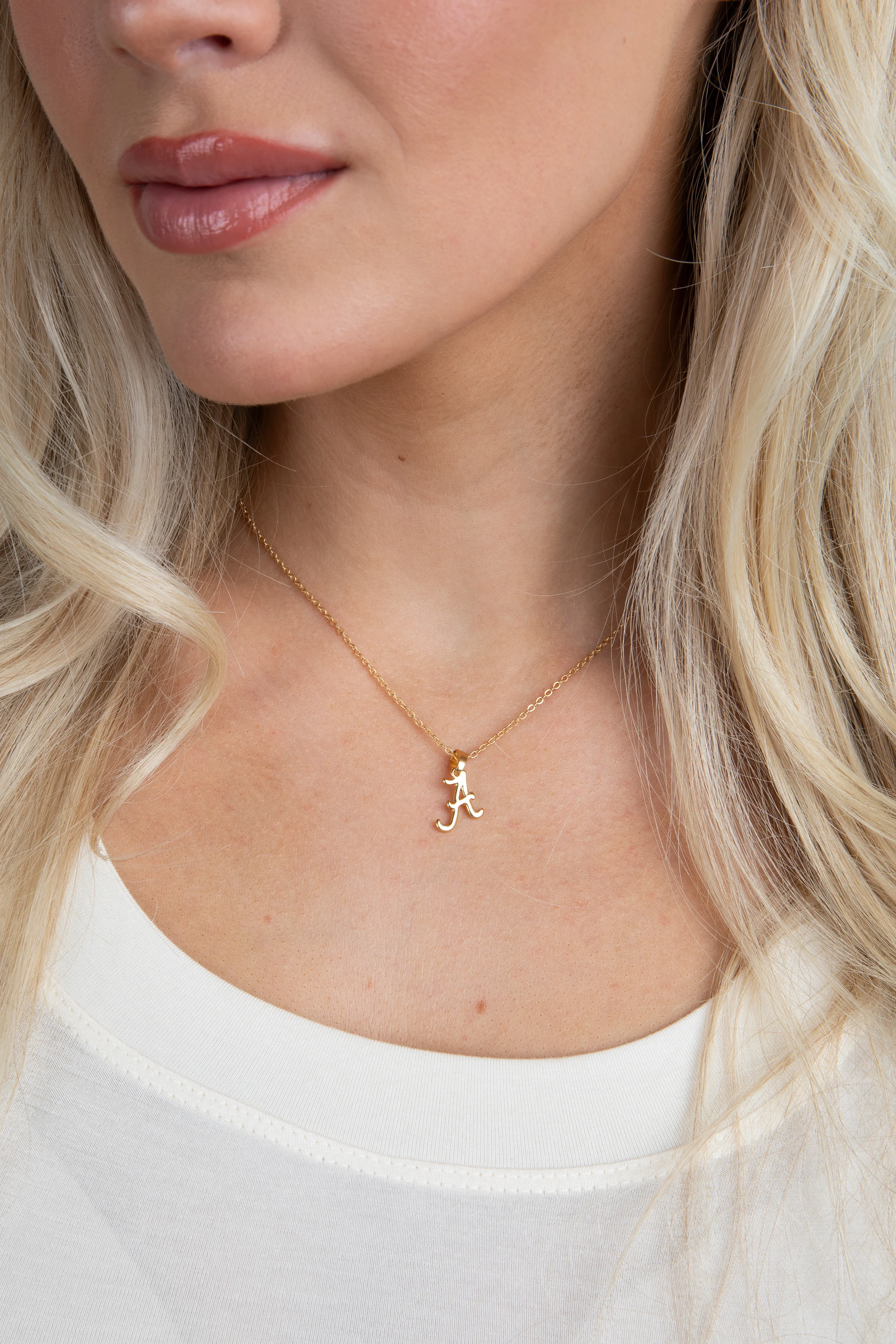 Gold "A" Charm Necklace