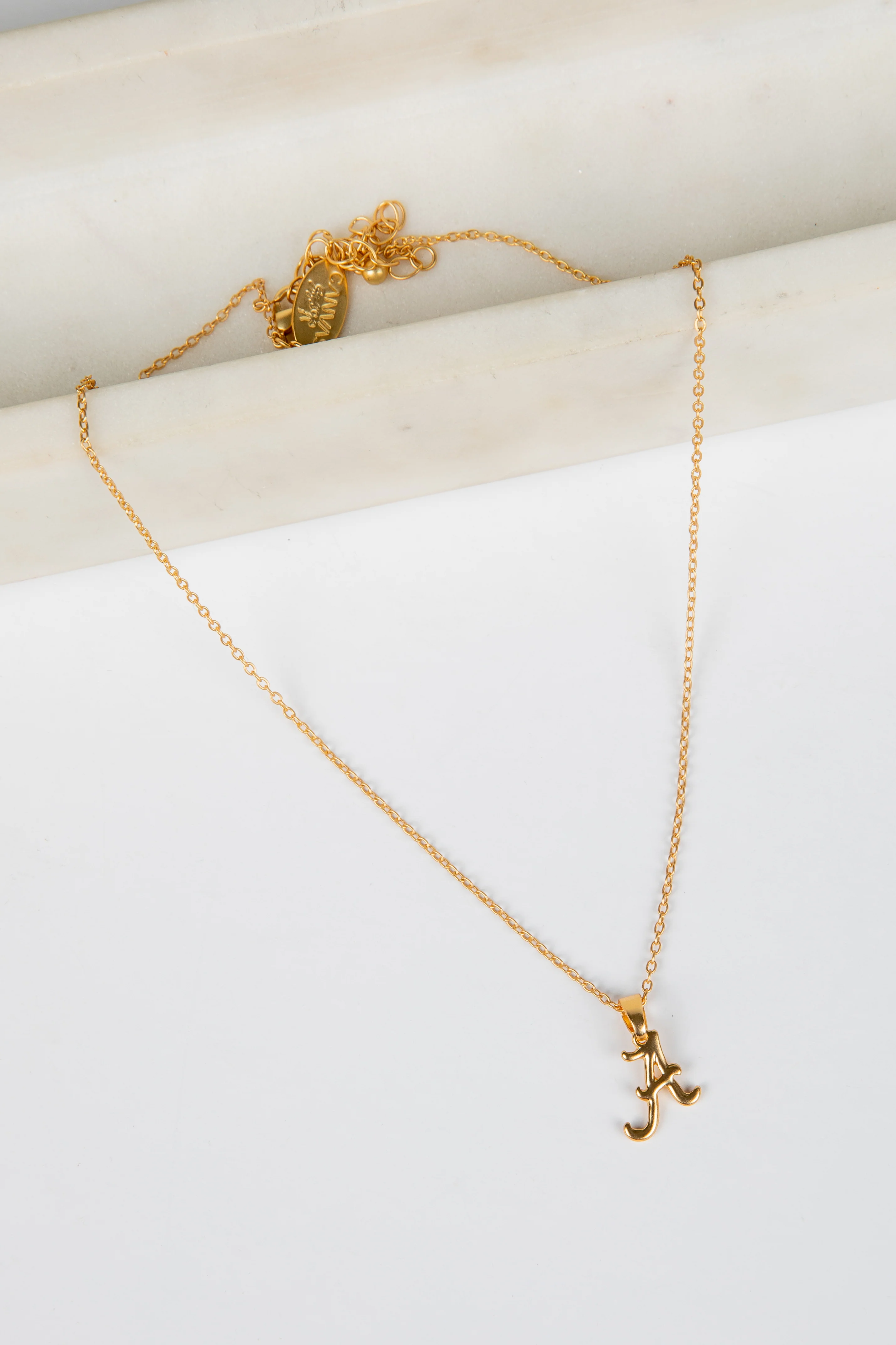 Gold "A" Charm Necklace
