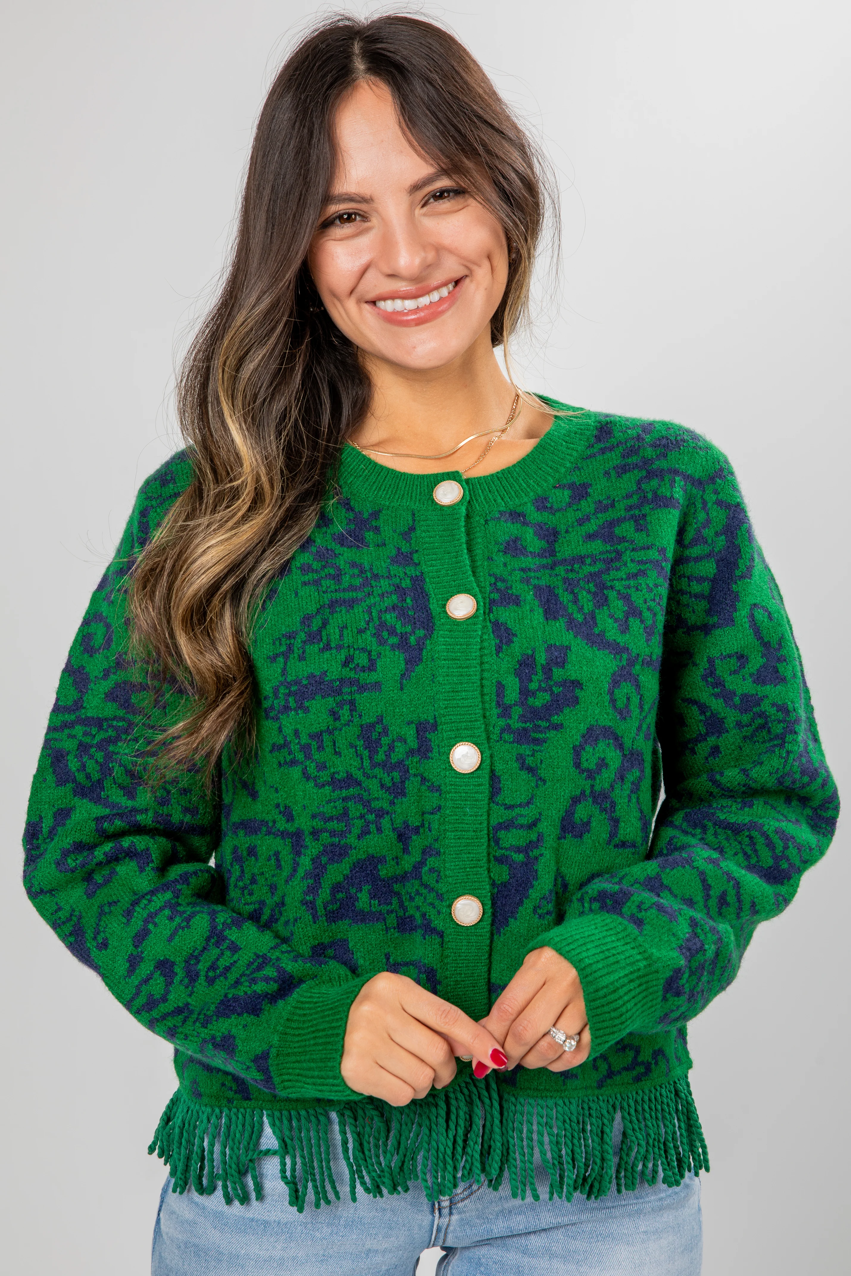 FINAL SALE - Ultimate Beauty Green Fringe Sweater Cardigan