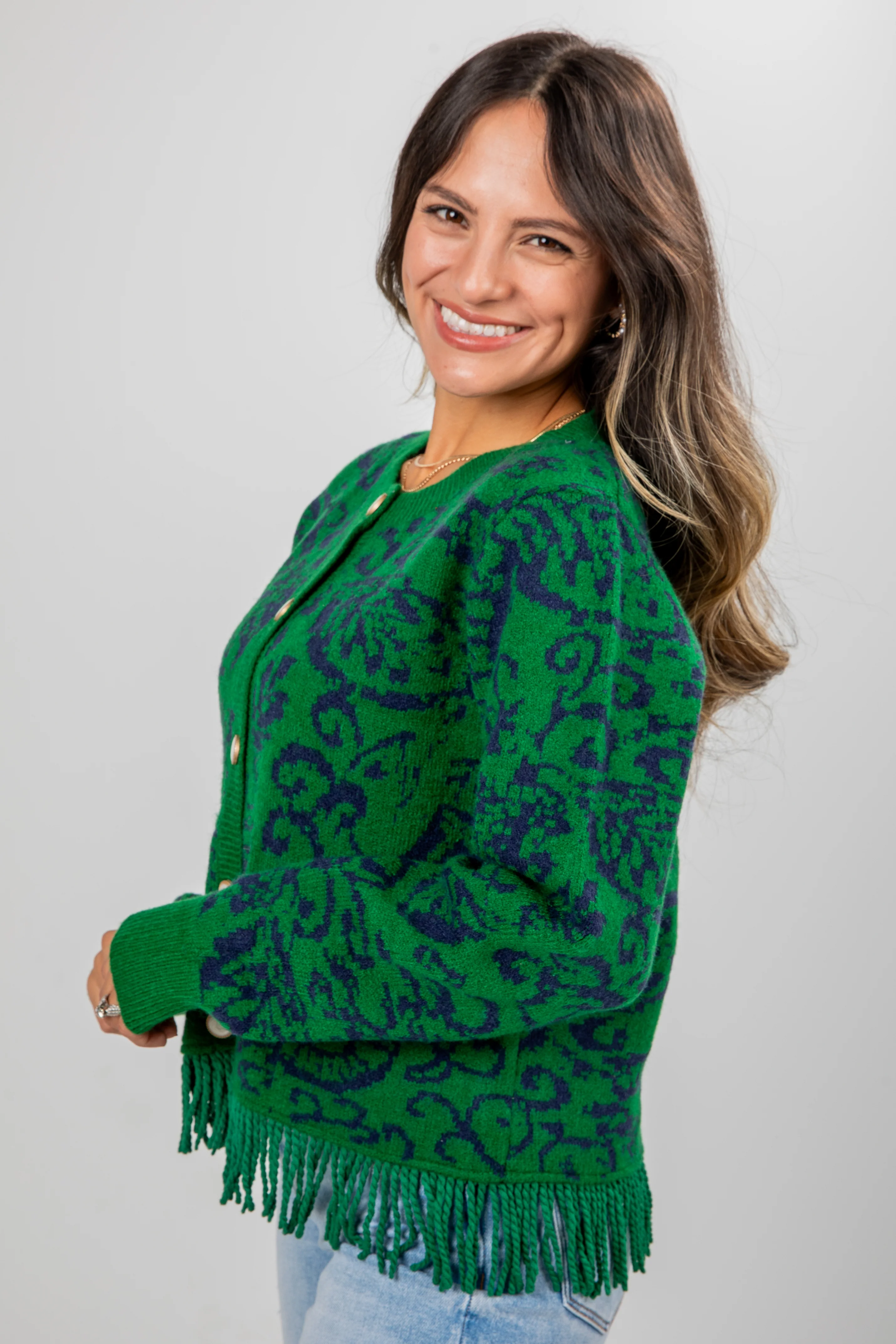 FINAL SALE - Ultimate Beauty Green Fringe Sweater Cardigan