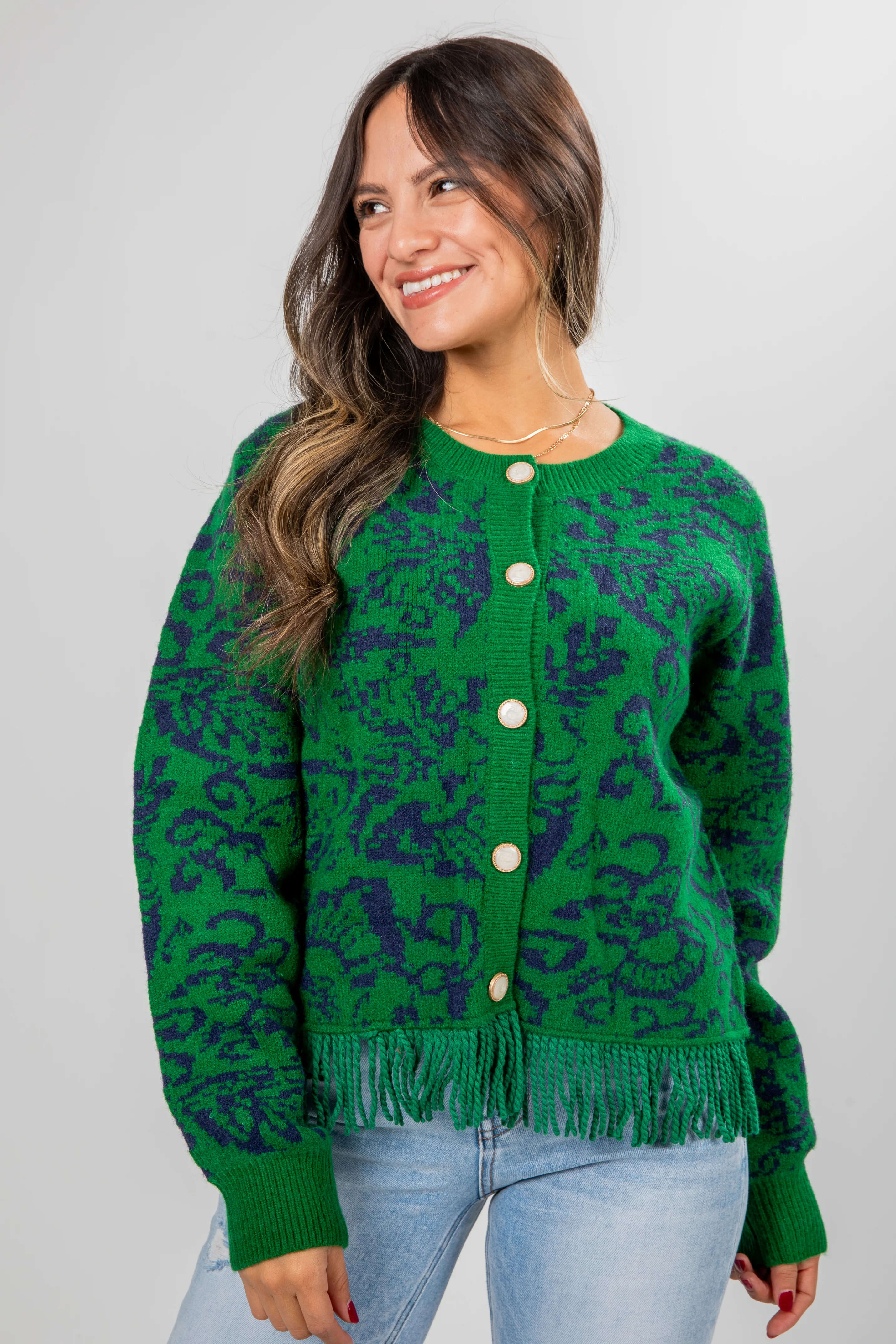FINAL SALE - Ultimate Beauty Green Fringe Sweater Cardigan