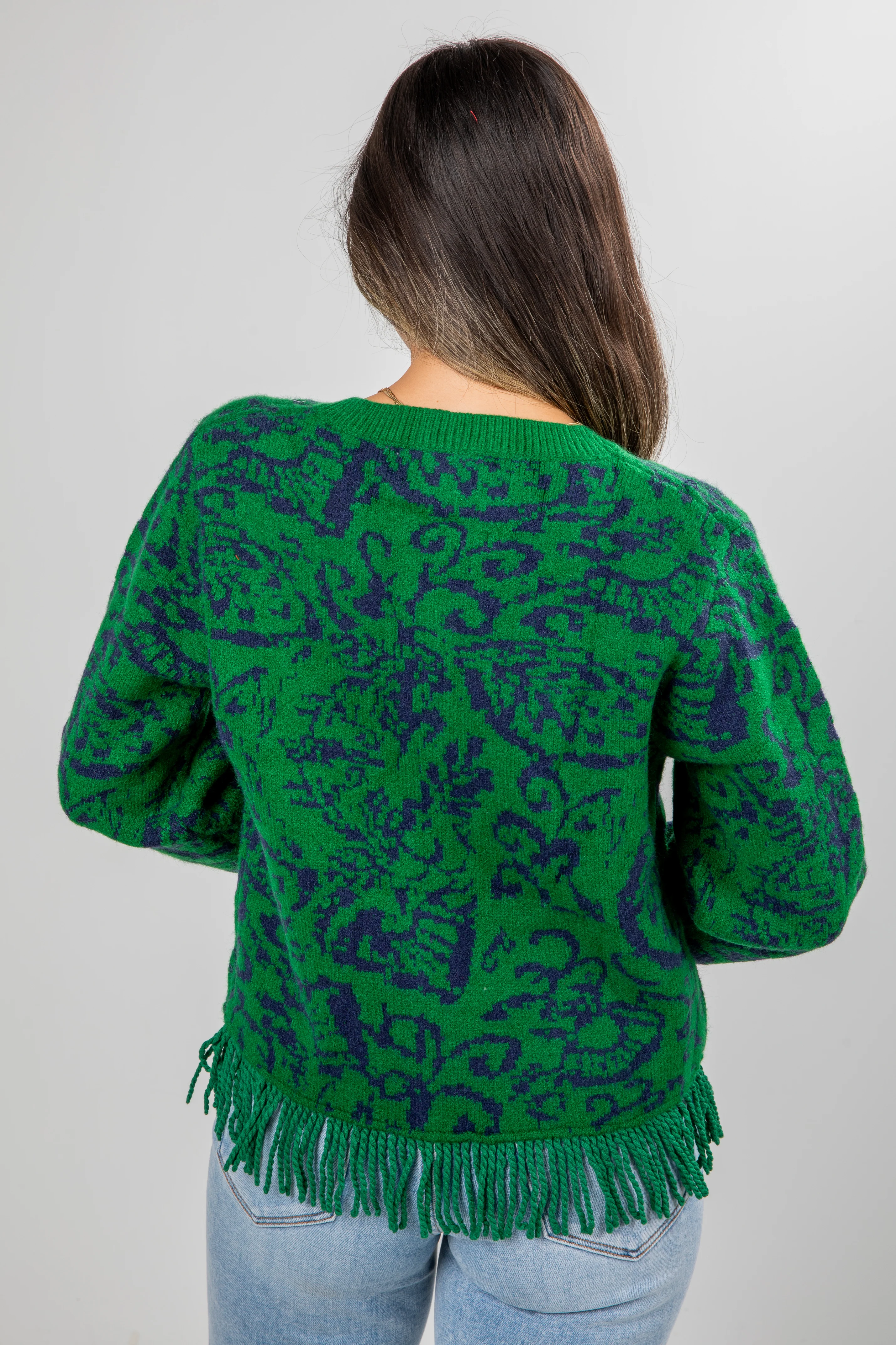 FINAL SALE - Ultimate Beauty Green Fringe Sweater Cardigan