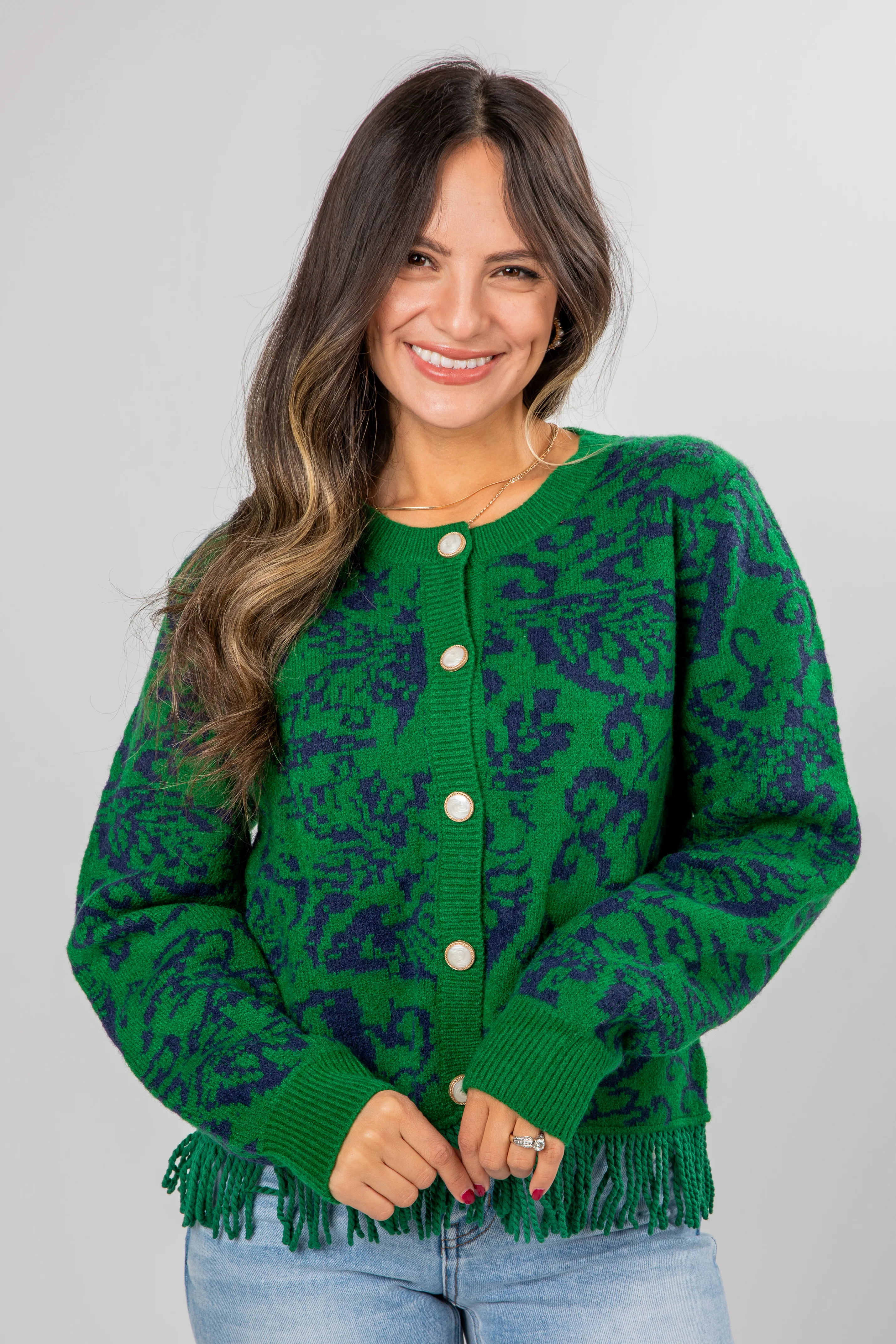 FINAL SALE - Ultimate Beauty Green Fringe Sweater Cardigan