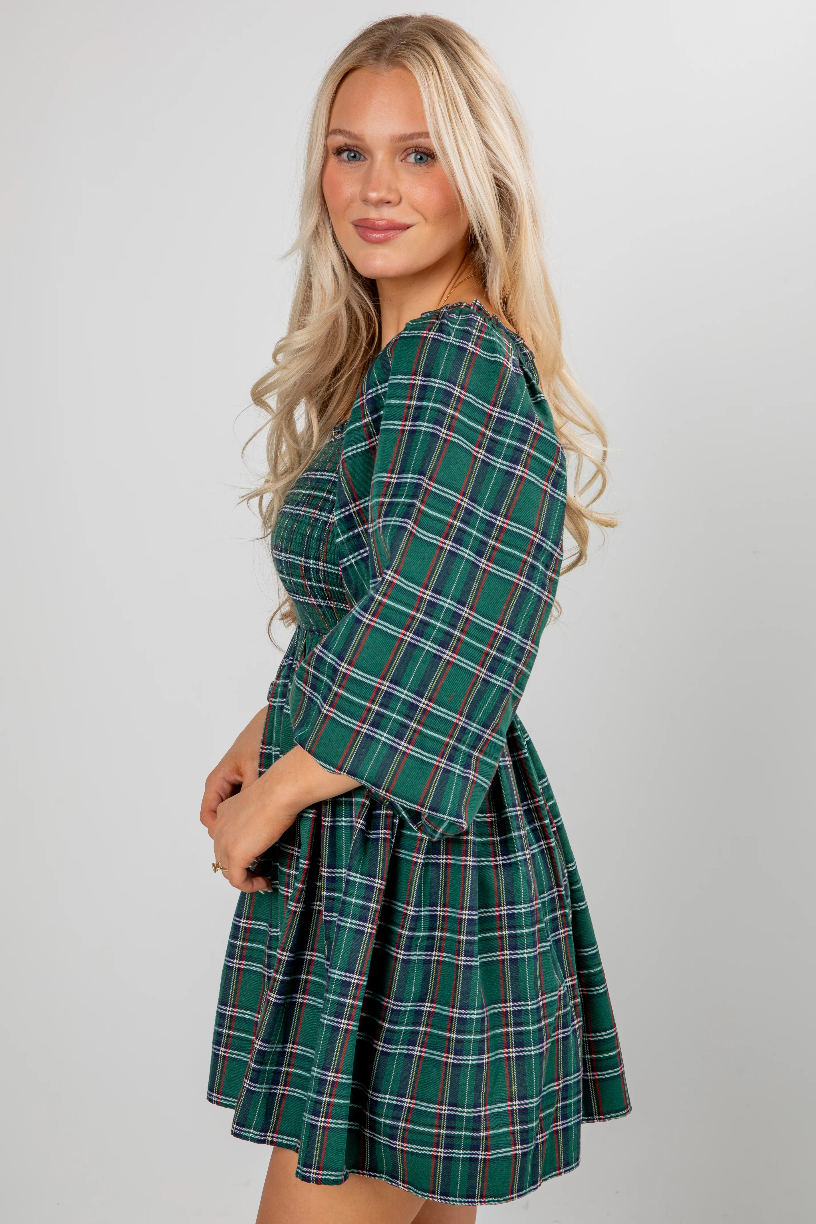 FINAL SALE - All The Gifts Green Plaid Mini Dress 4 FINAL SALE - All The Gifts Green Plaid Mini Dress