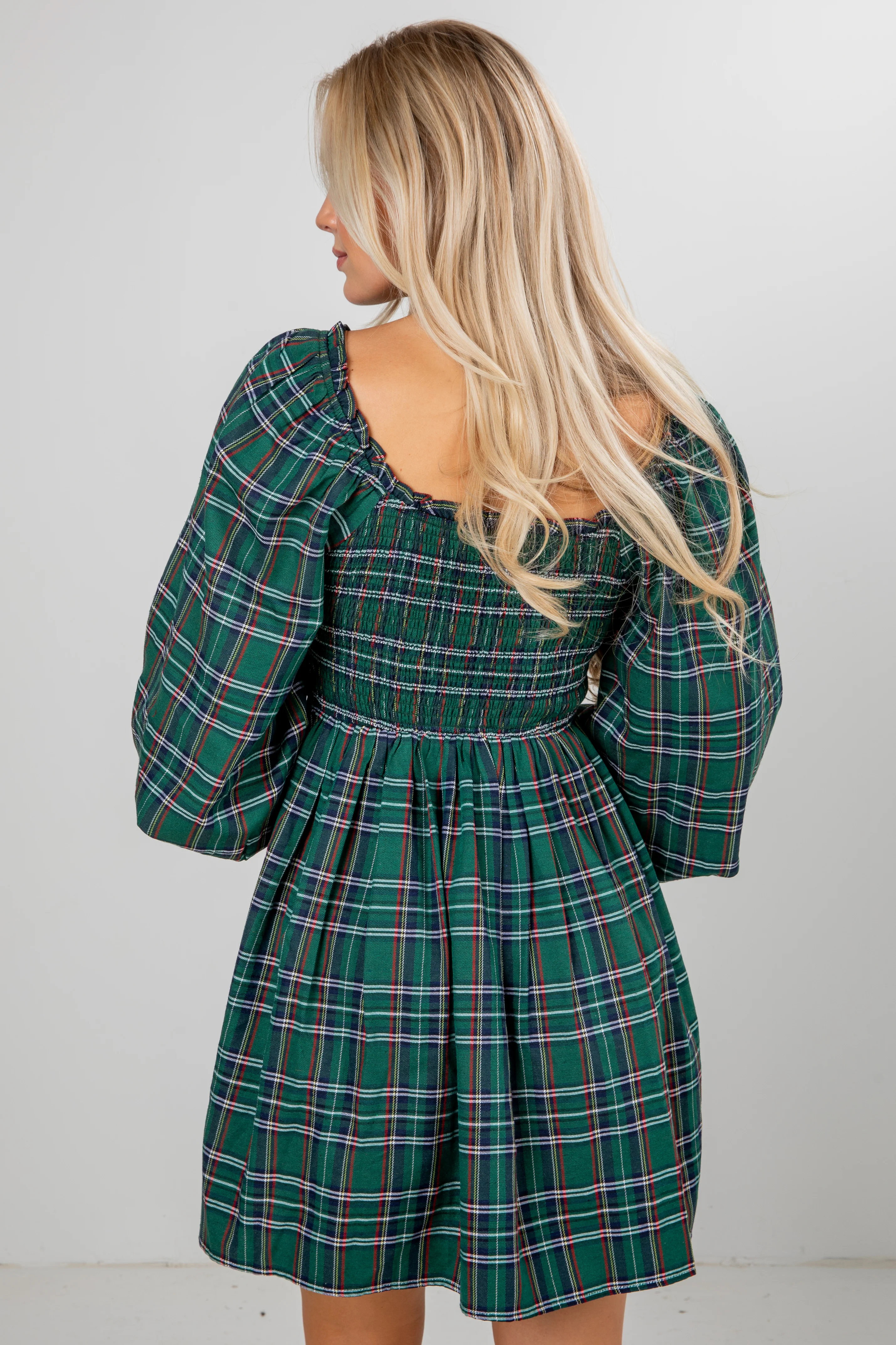 FINAL SALE - All The Gifts Green Plaid Mini Dress 6 FINAL SALE - All The Gifts Green Plaid Mini Dress