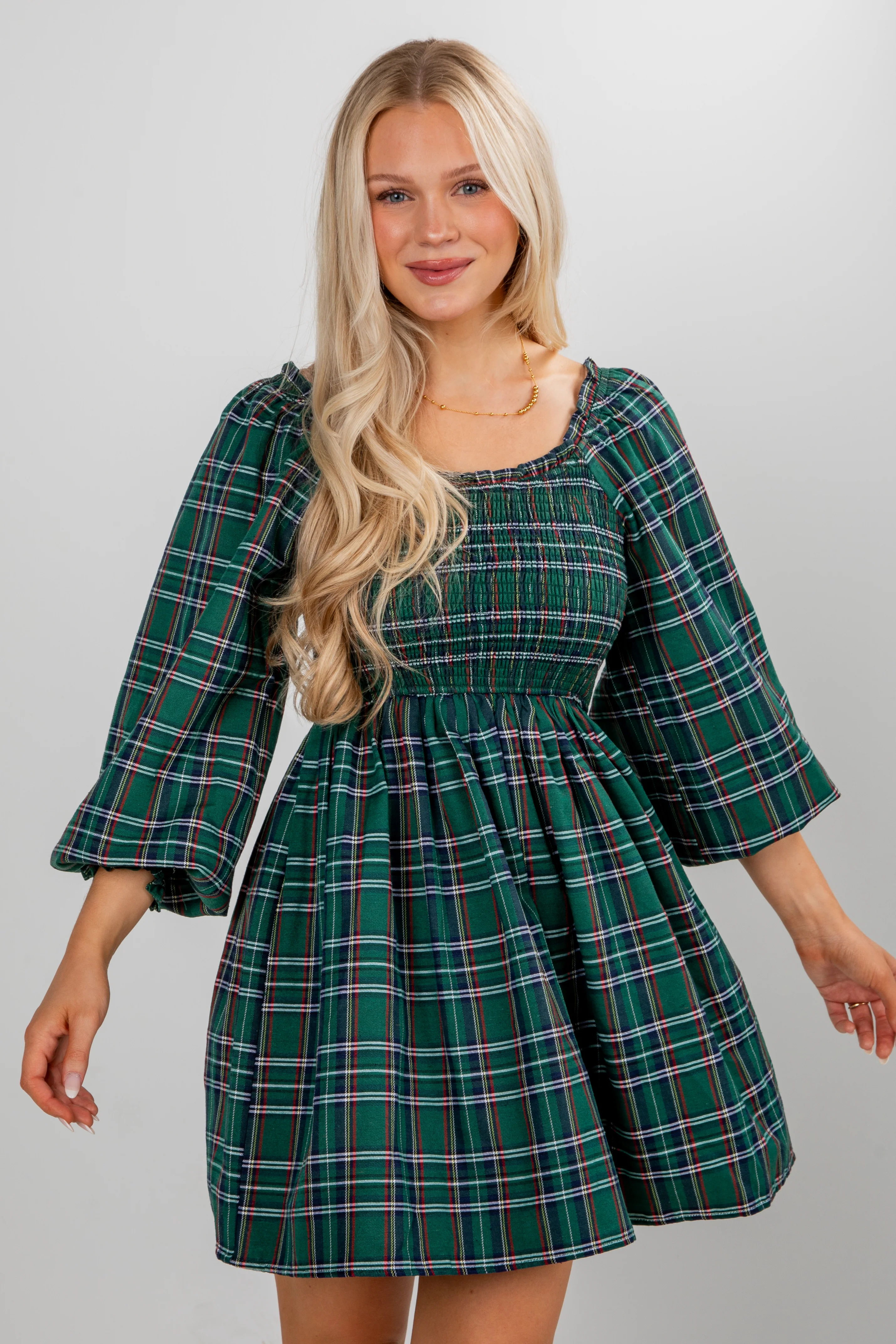FINAL SALE - All The Gifts Green Plaid Mini Dress 7 FINAL SALE - All The Gifts Green Plaid Mini Dress