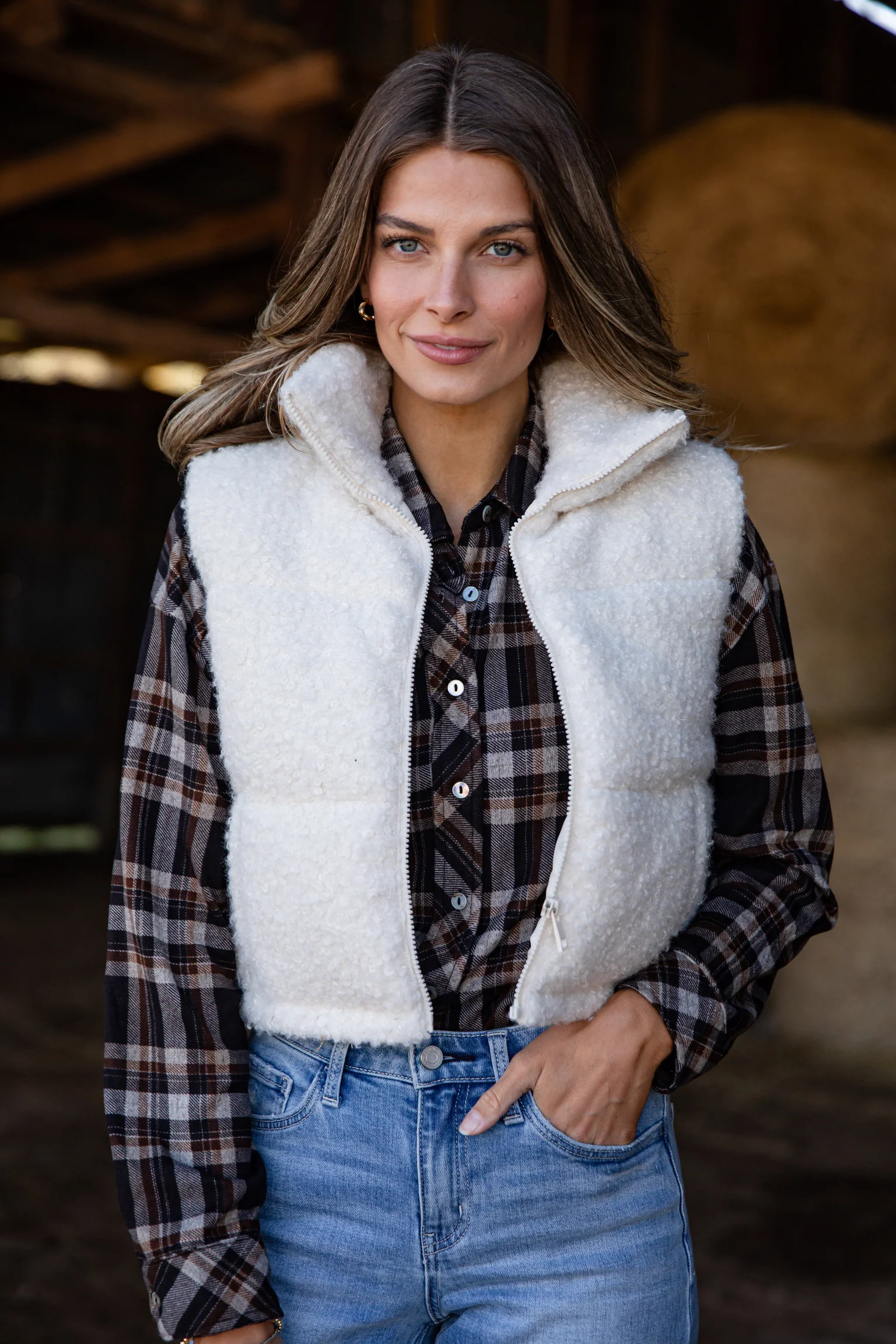 FINAL SALE - By The Campfire Cream Teddy Puffer Vest