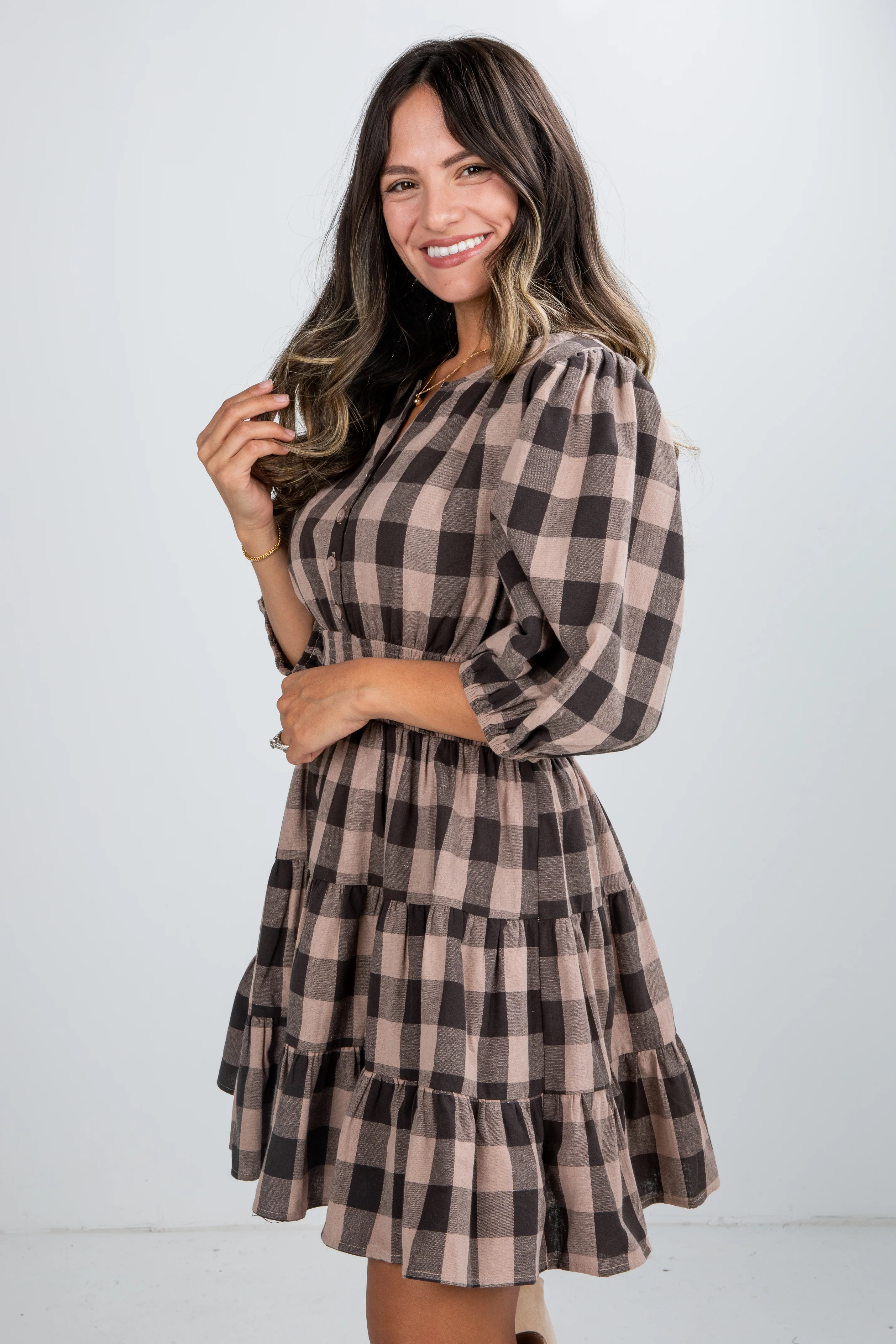 FINAL SALE - Don't Think Twice Plaid Mini Dress