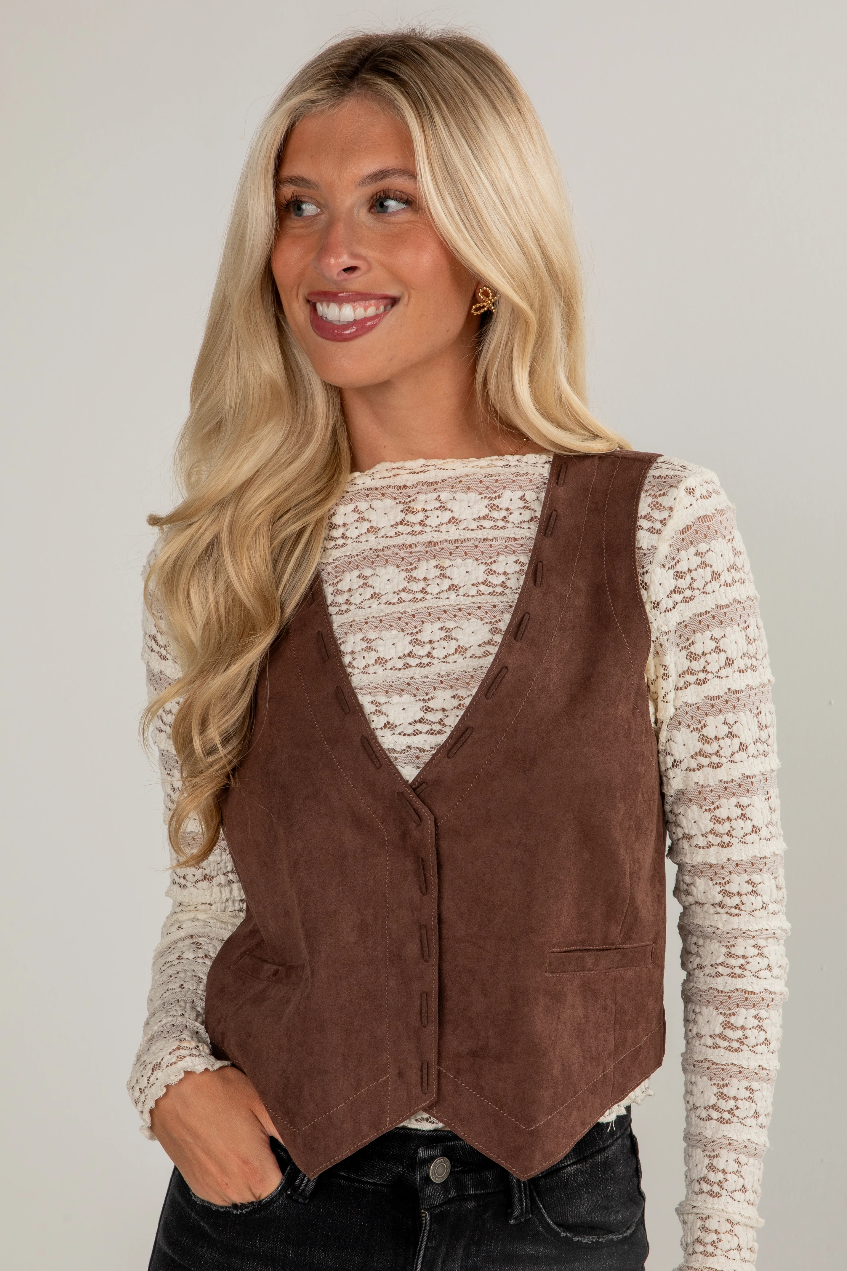 FINAL SALE - All You Know Brown Suede Vest