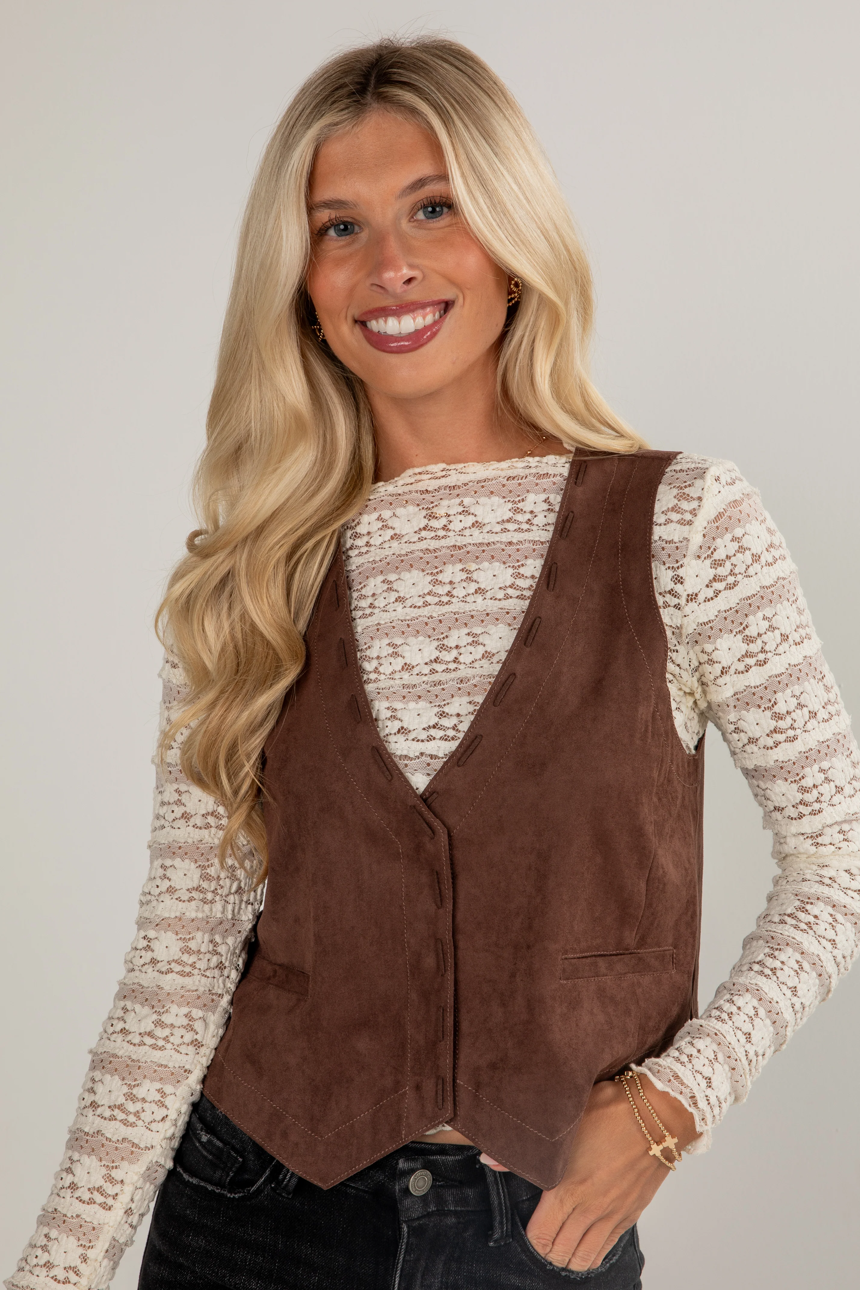 FINAL SALE - All You Know Brown Suede Vest