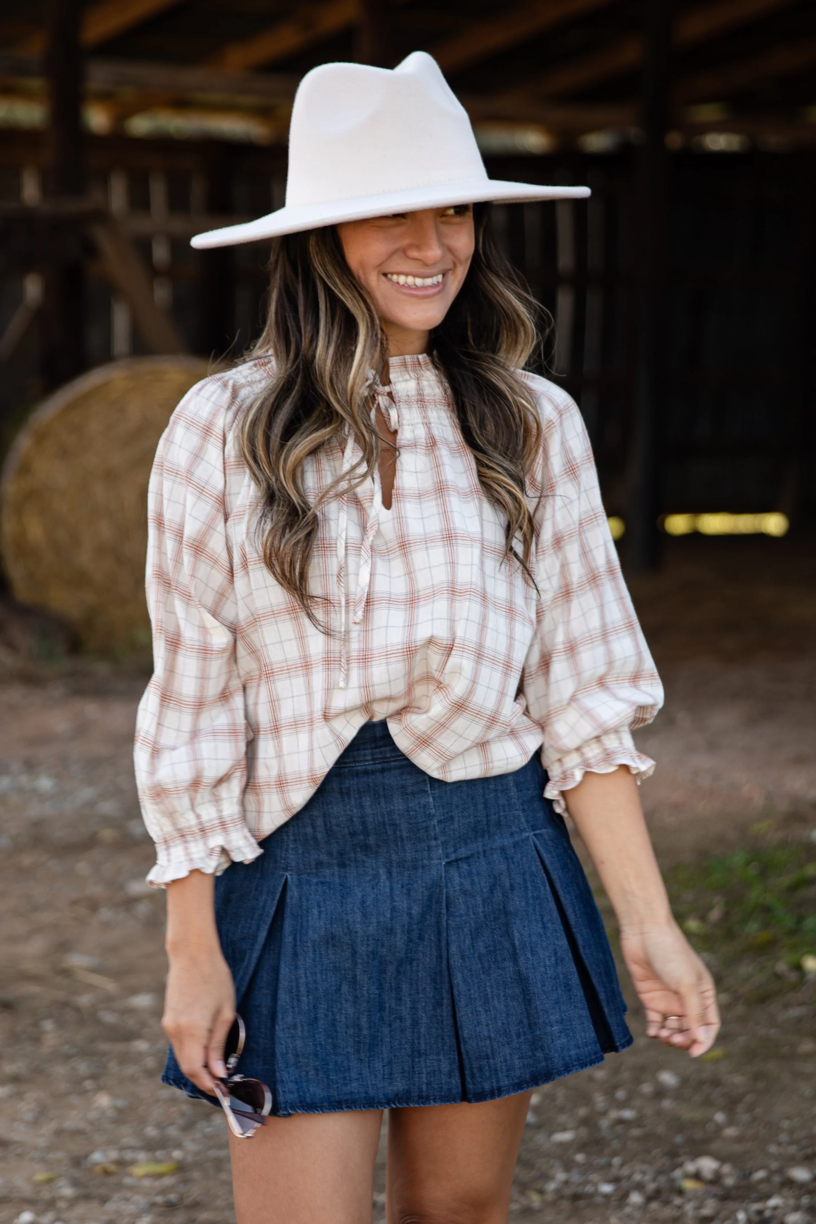 FINAL SALE - After Hours Cream Plaid Blouse