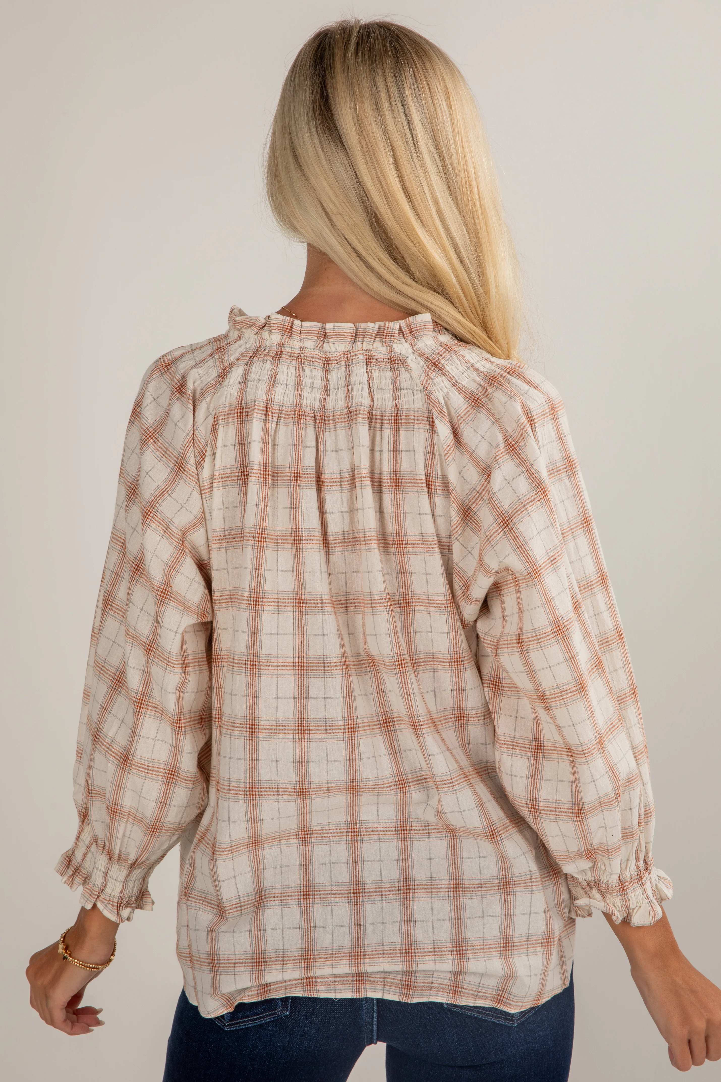 FINAL SALE - After Hours Cream Plaid Blouse