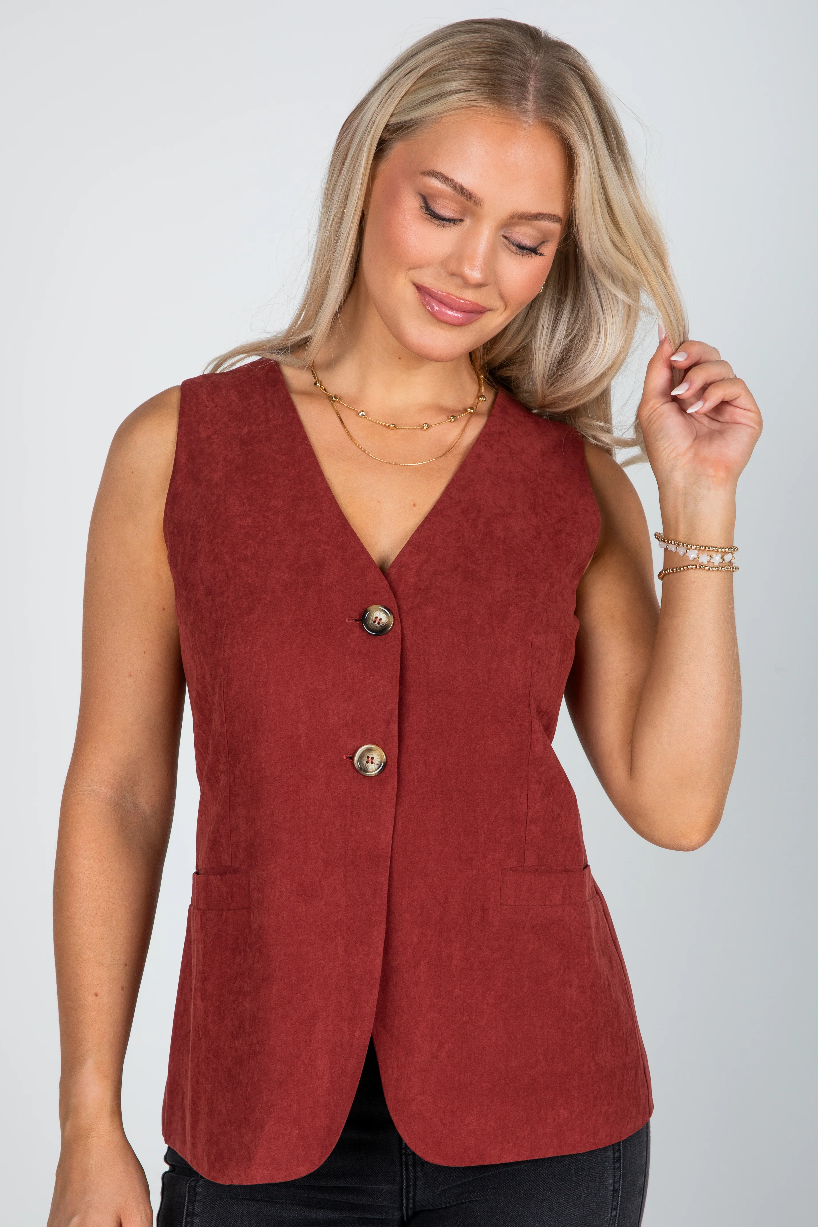 FINAL SALE - At This Time Rust Suede Vest