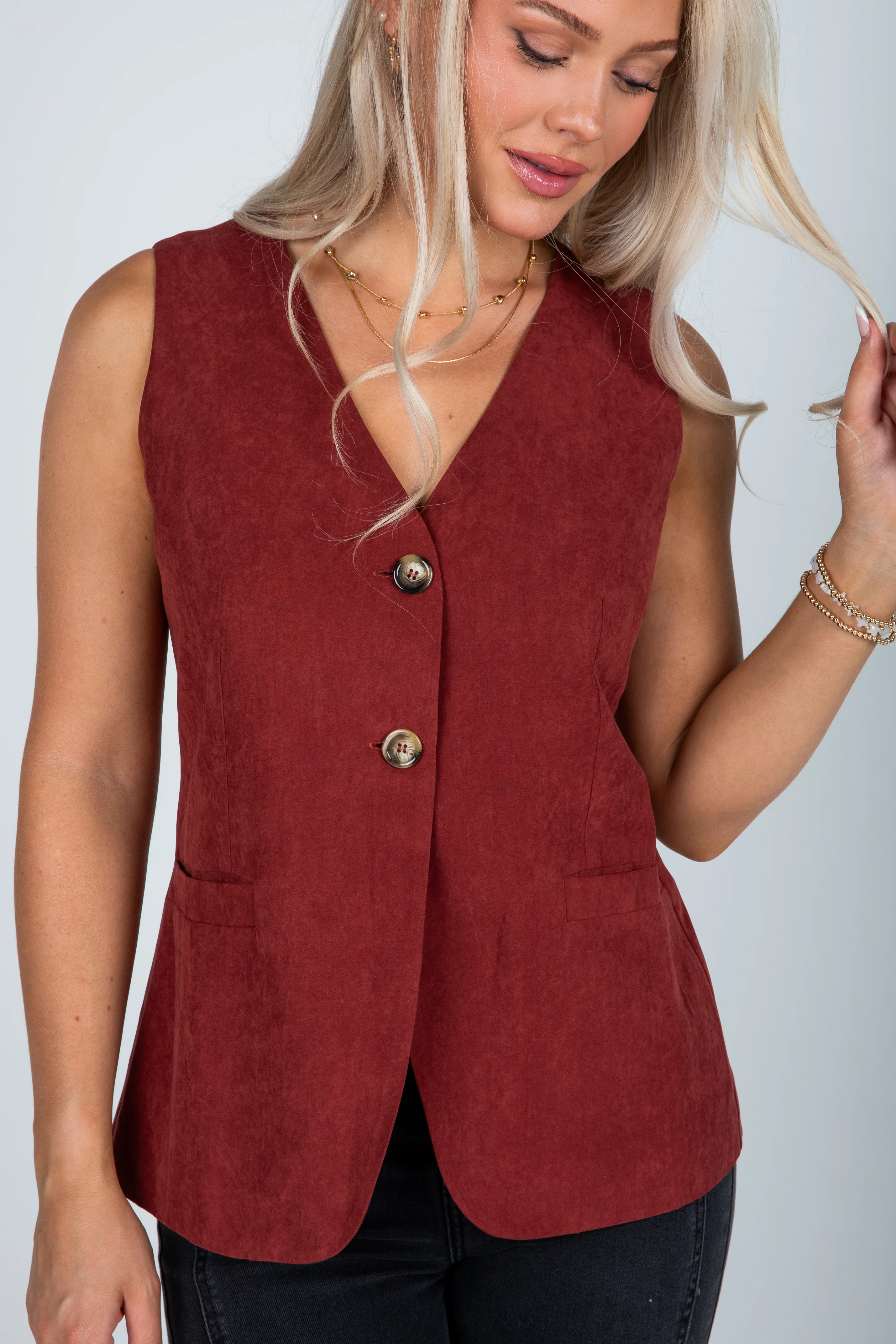 FINAL SALE - At This Time Rust Suede Vest
