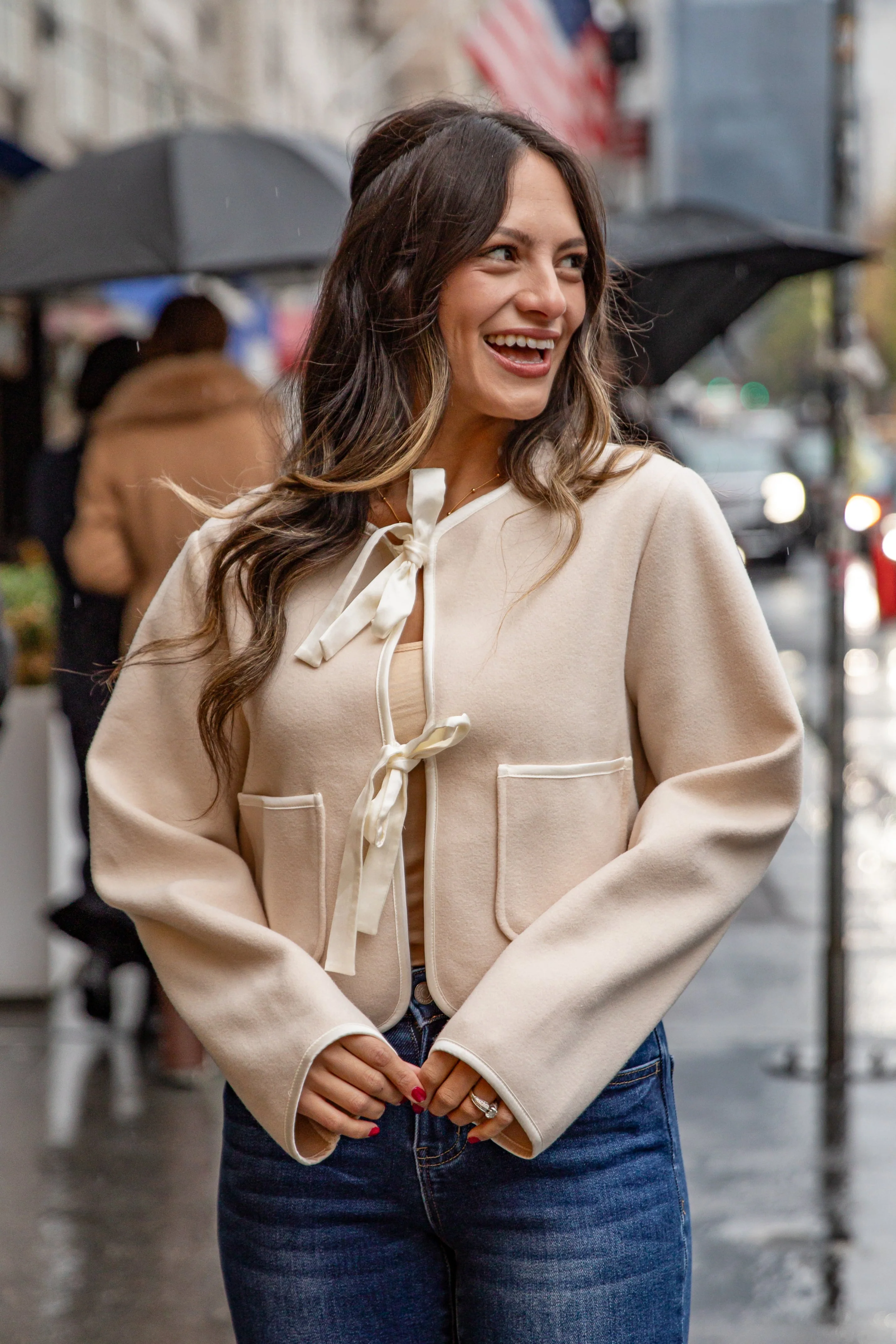 FINAL SALE - Beyond Classy Cream Tie Jacket