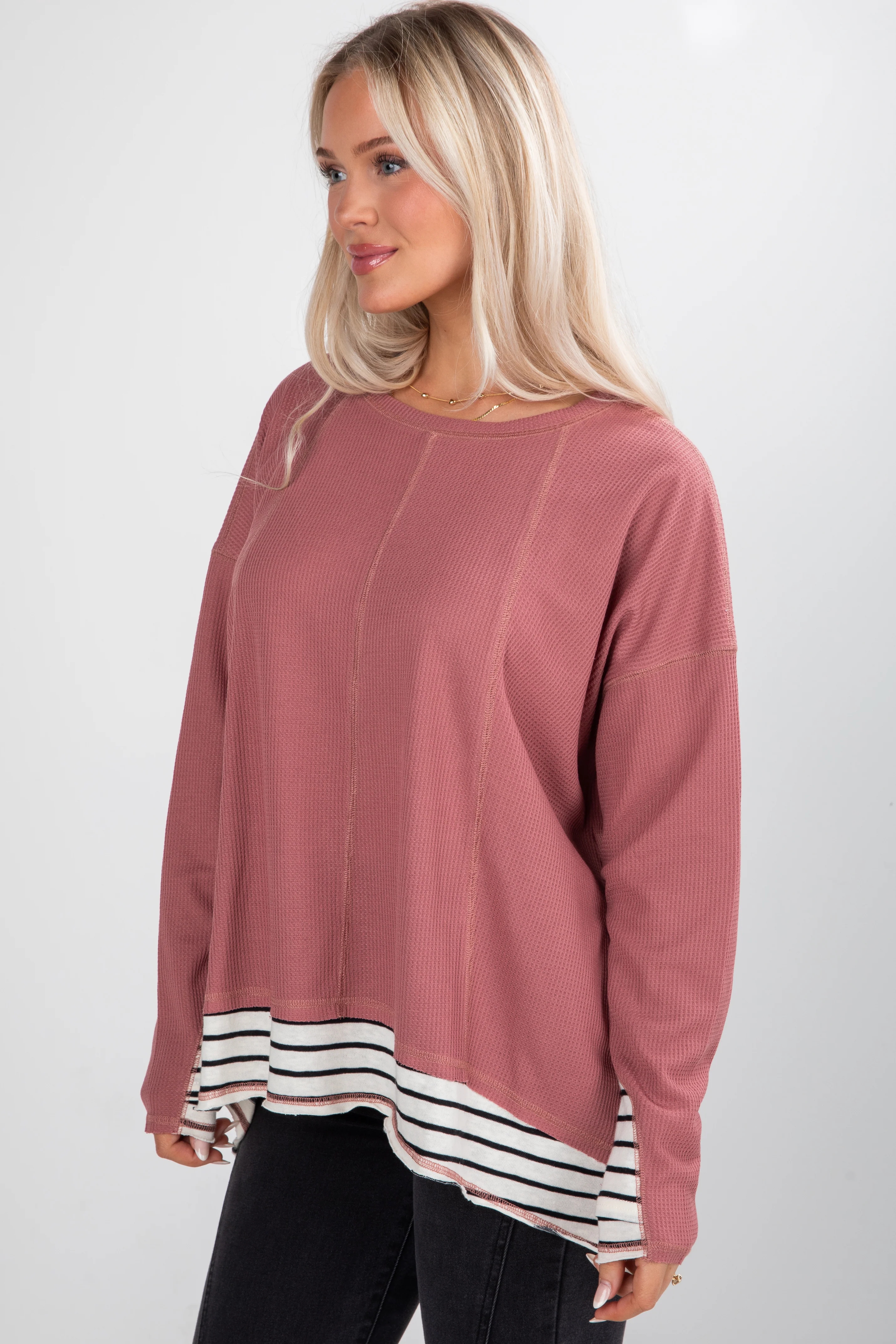 FINAL SALE - Beautifully Stated Mauve Waffle Knit Top 3 FINAL SALE - Beautifully Stated Mauve Waffle Knit Top