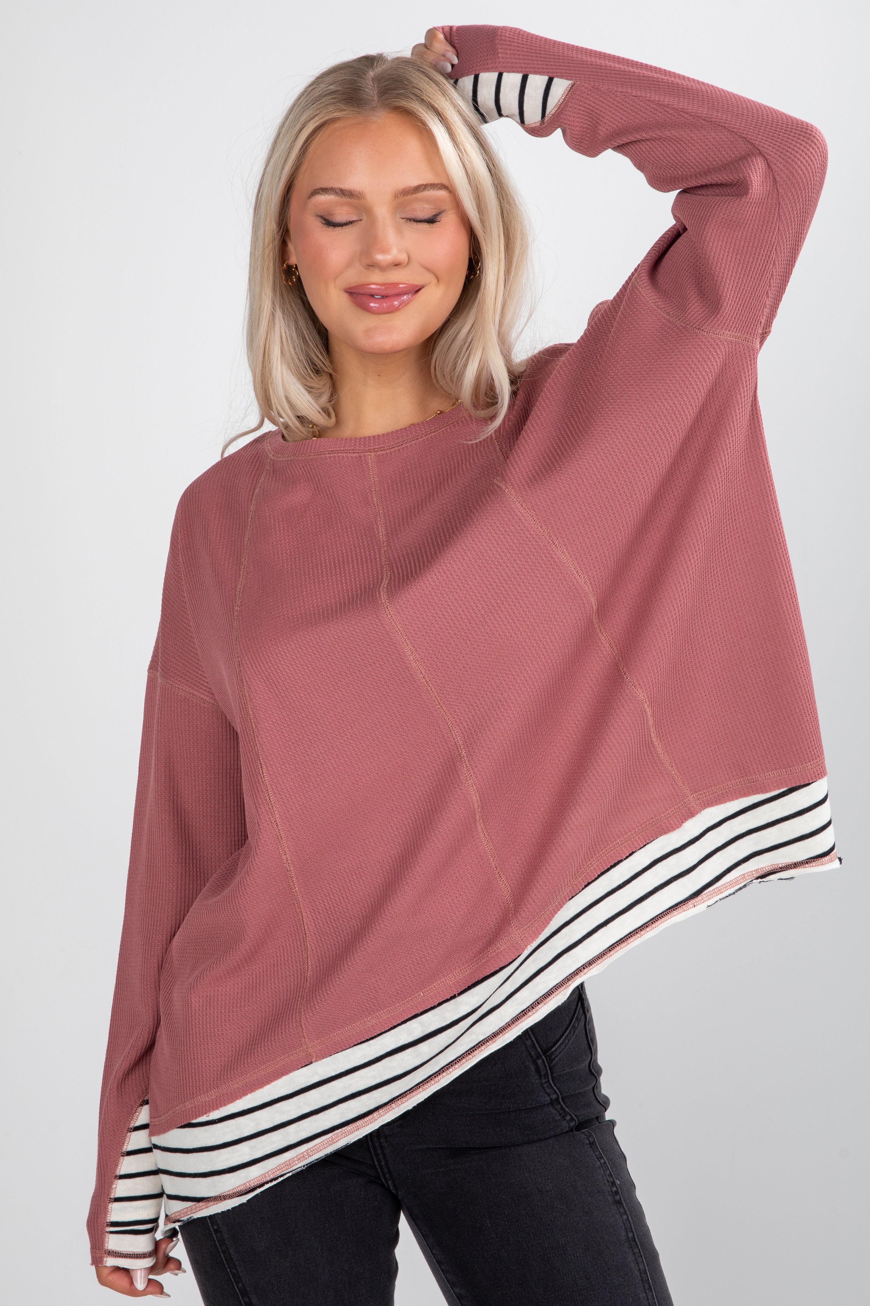 FINAL SALE - Beautifully Stated Mauve Waffle Knit Top 4 FINAL SALE - Beautifully Stated Mauve Waffle Knit Top