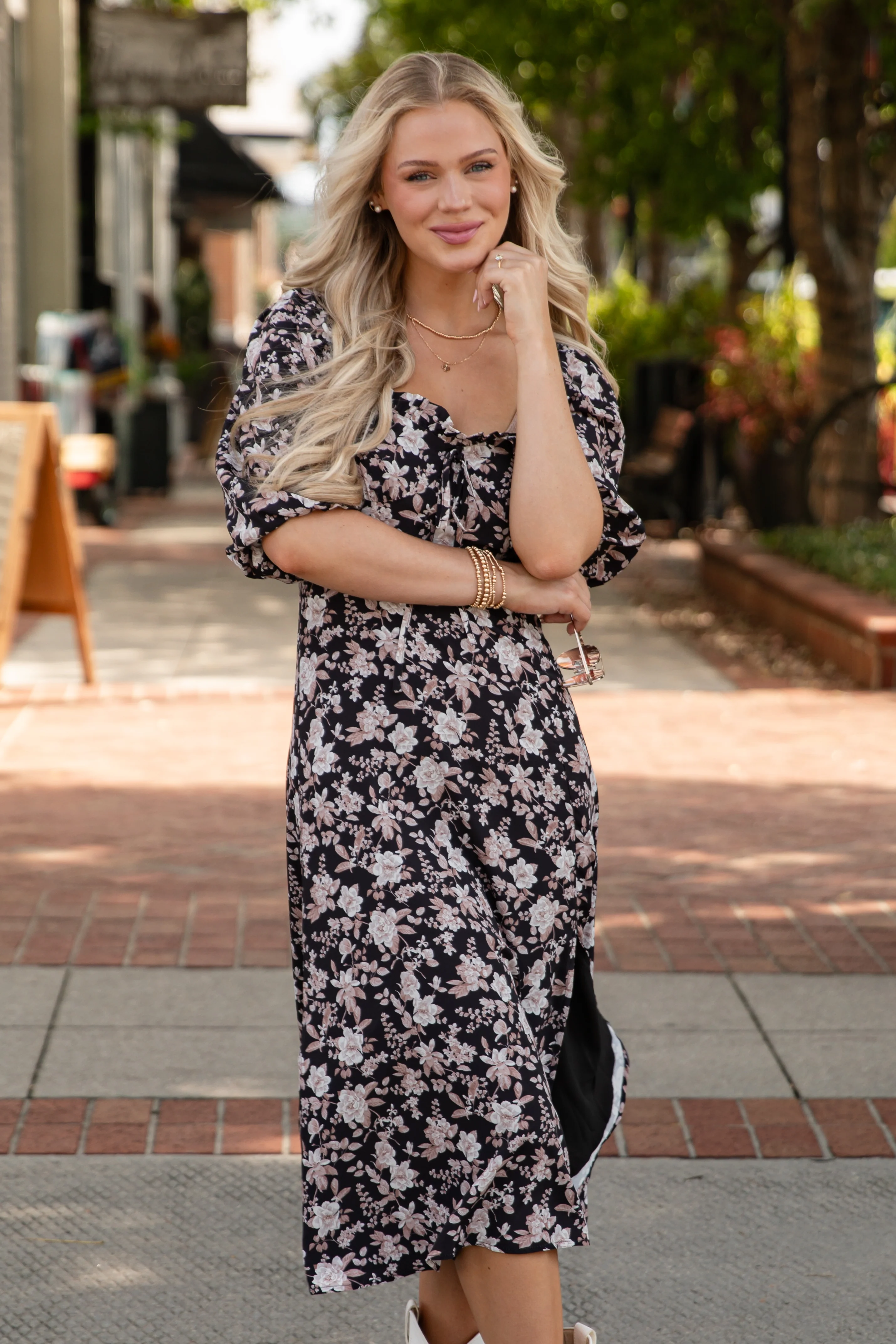 FINAL SALE - Delicate Days Black Floral Midi Dress