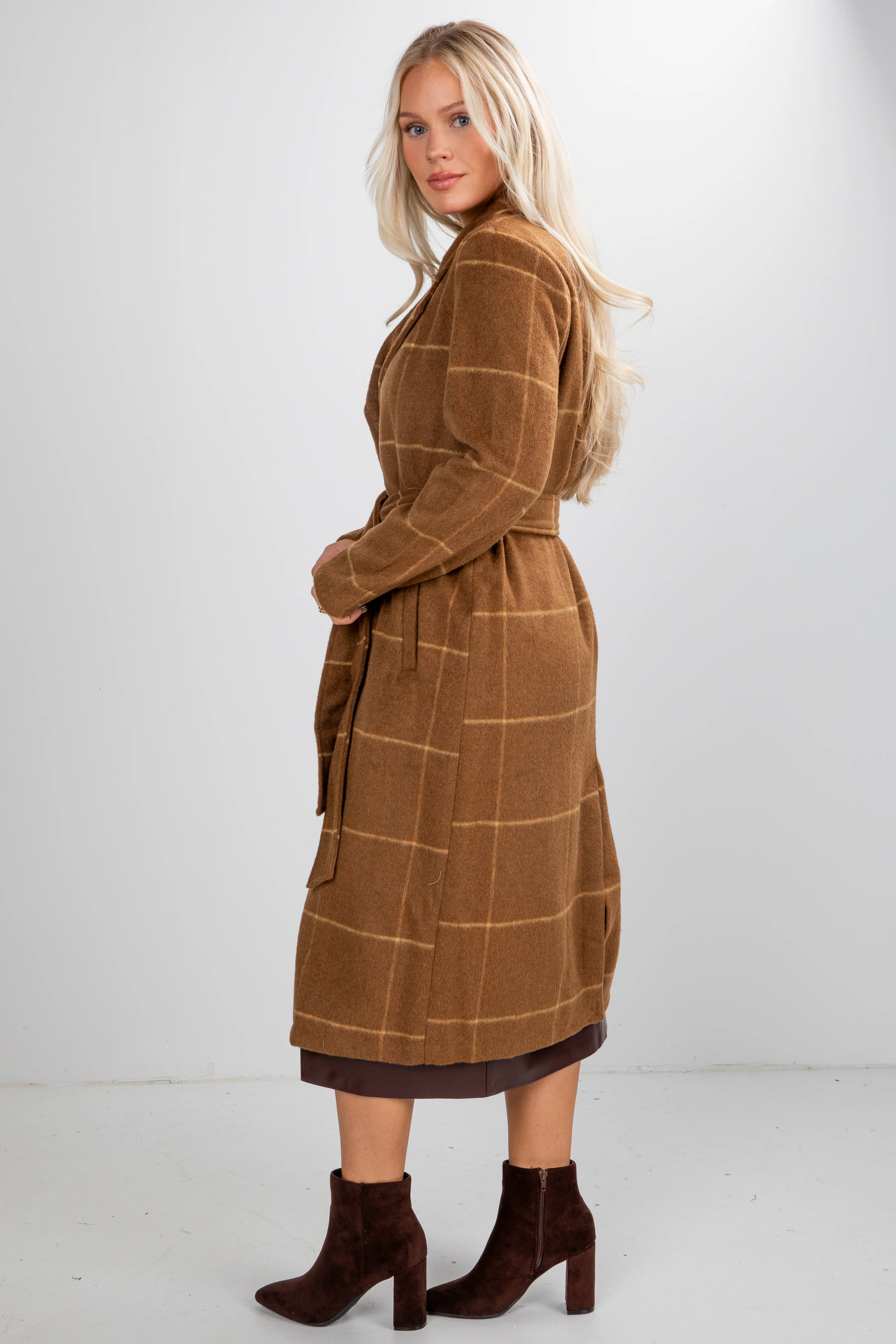 FINAL SALE - All Of The Lights Camel Plaid Trench Coat 4 FINAL SALE - All Of The Lights Camel Plaid Trench Coat