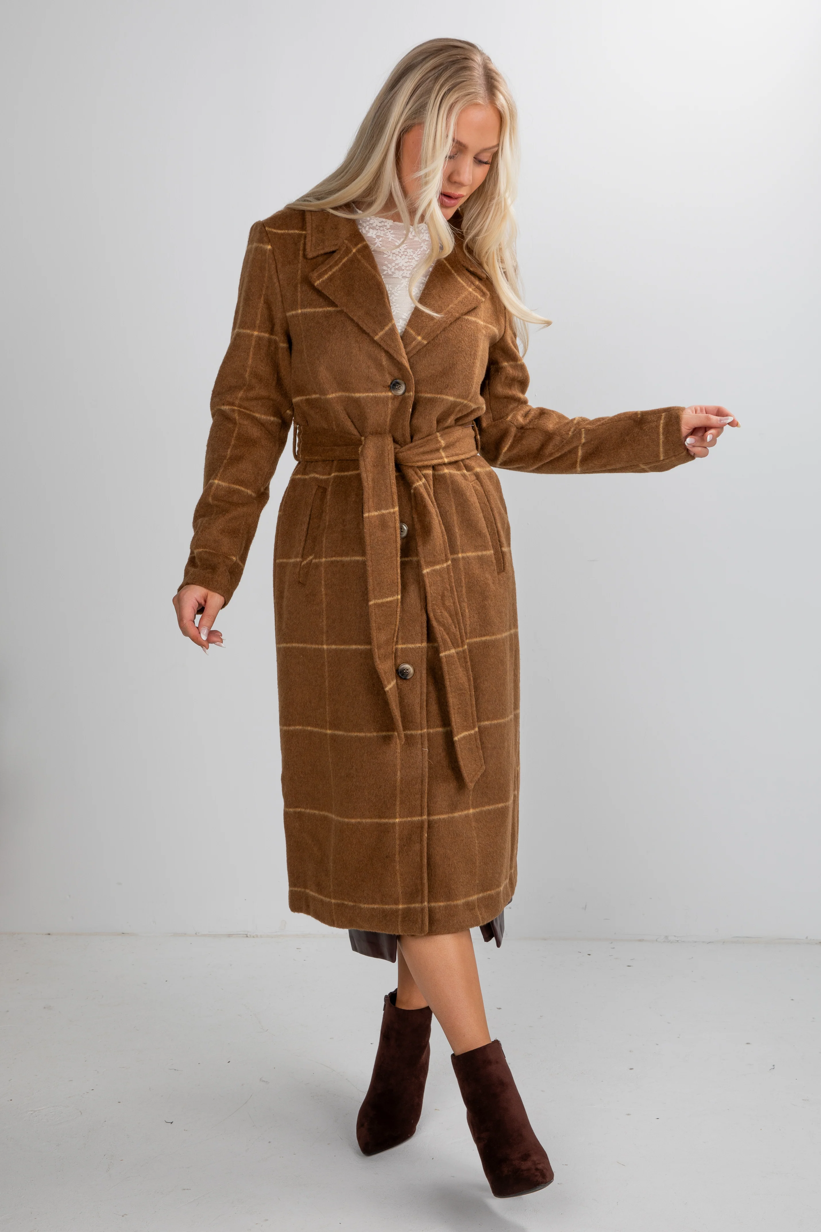 FINAL SALE - All Of The Lights Camel Plaid Trench Coat 7 FINAL SALE - All Of The Lights Camel Plaid Trench Coat