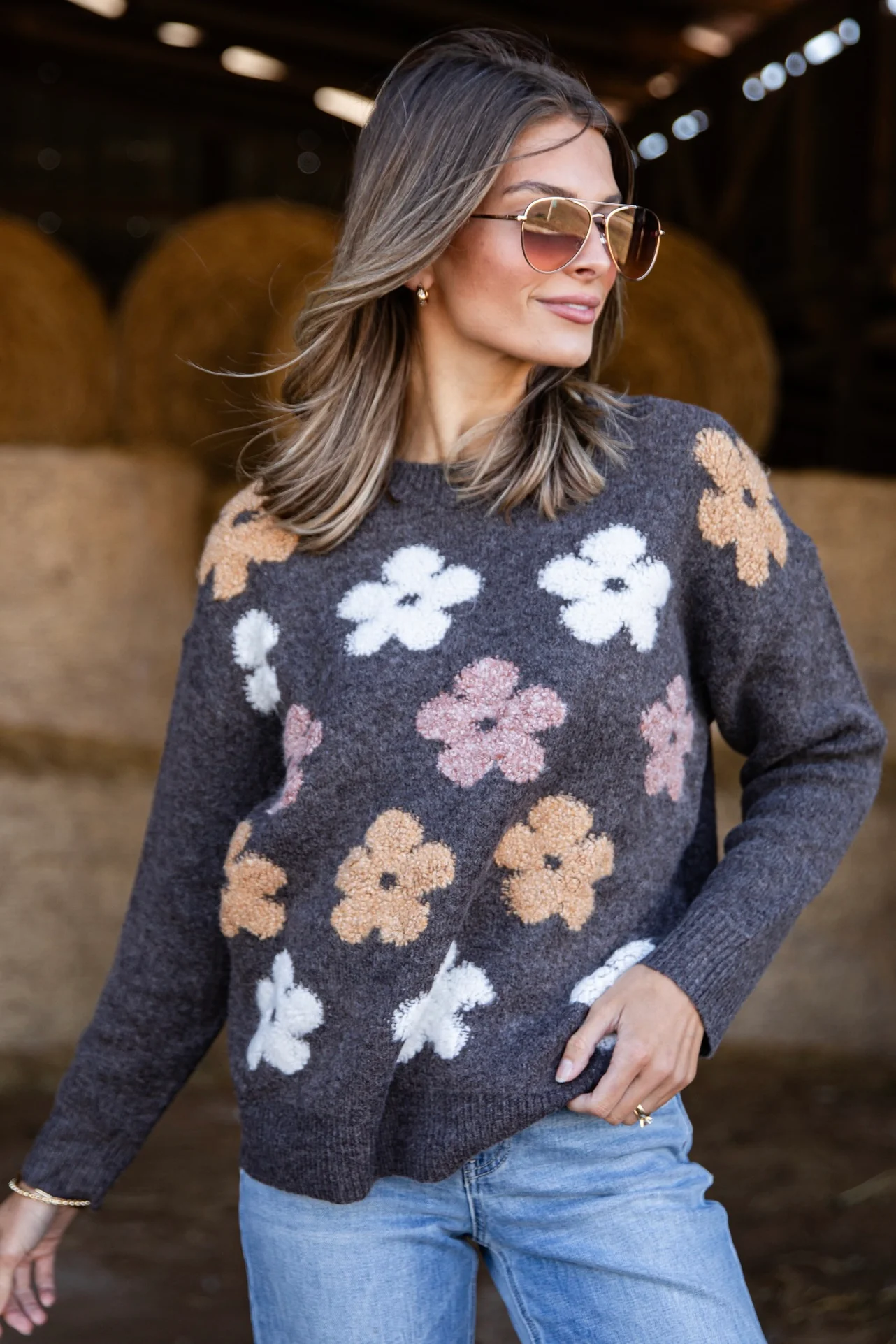 FINAL SALE - Look To Me Flower Sweater