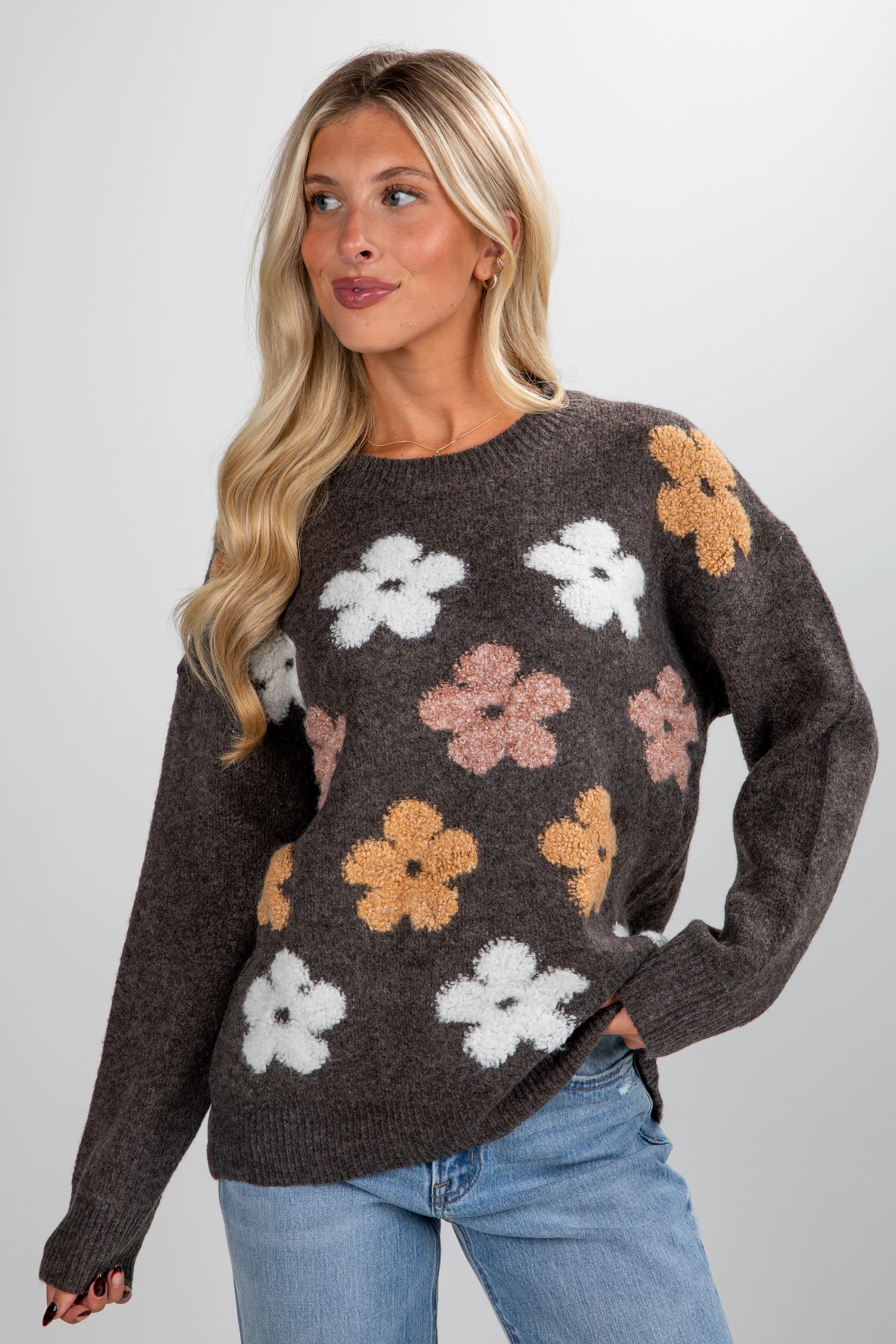 FINAL SALE - Look To Me Flower Sweater