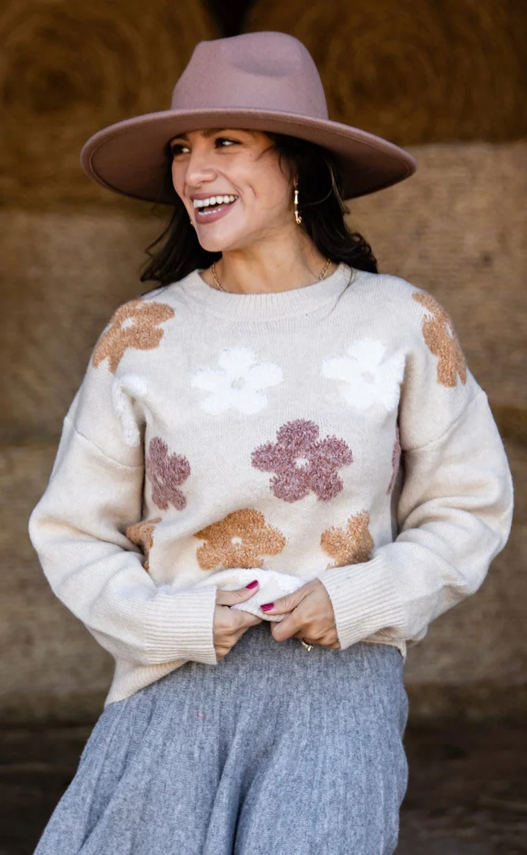 FINAL SALE - Look To Me Flower Sweater