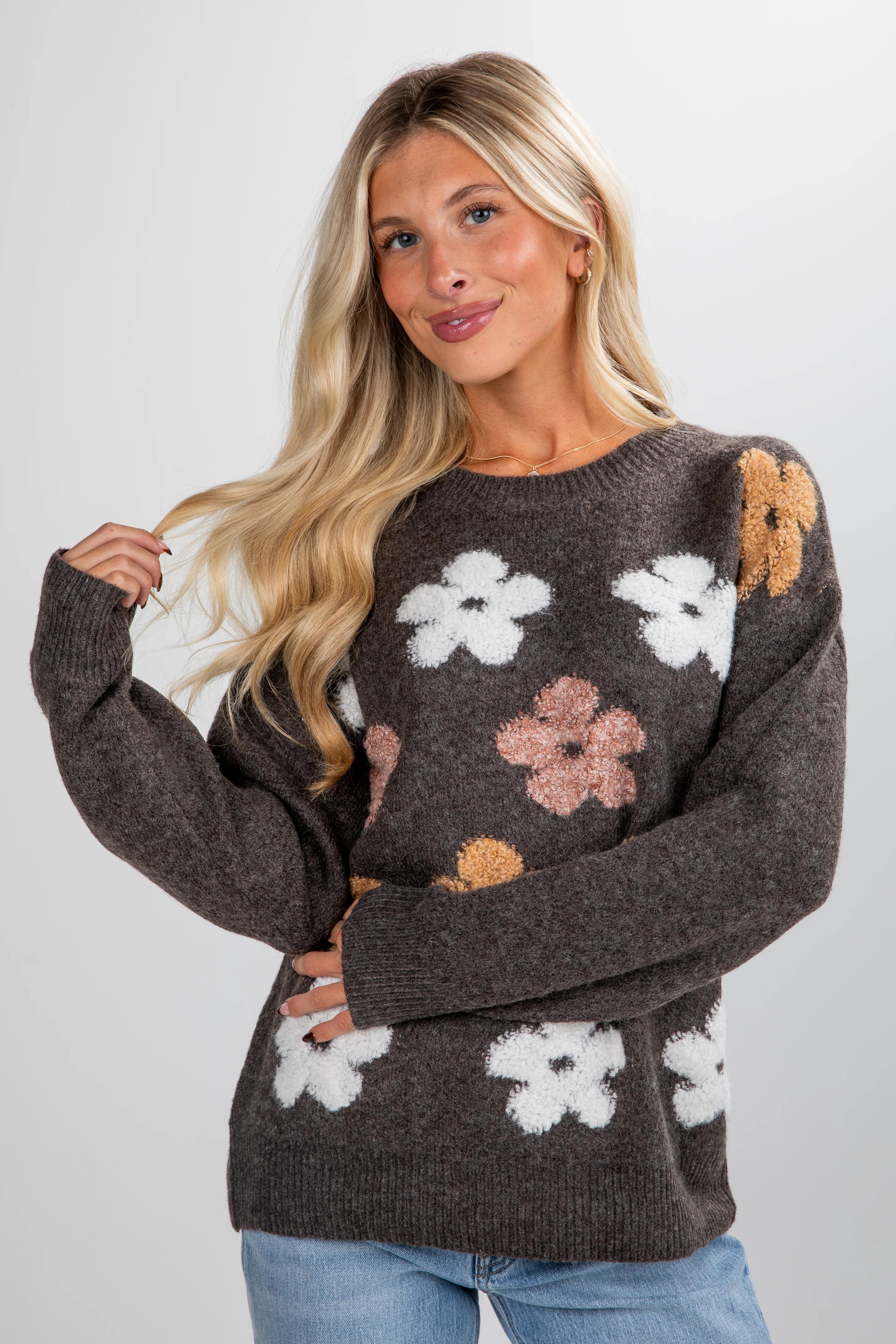 FINAL SALE - Look To Me Flower Sweater