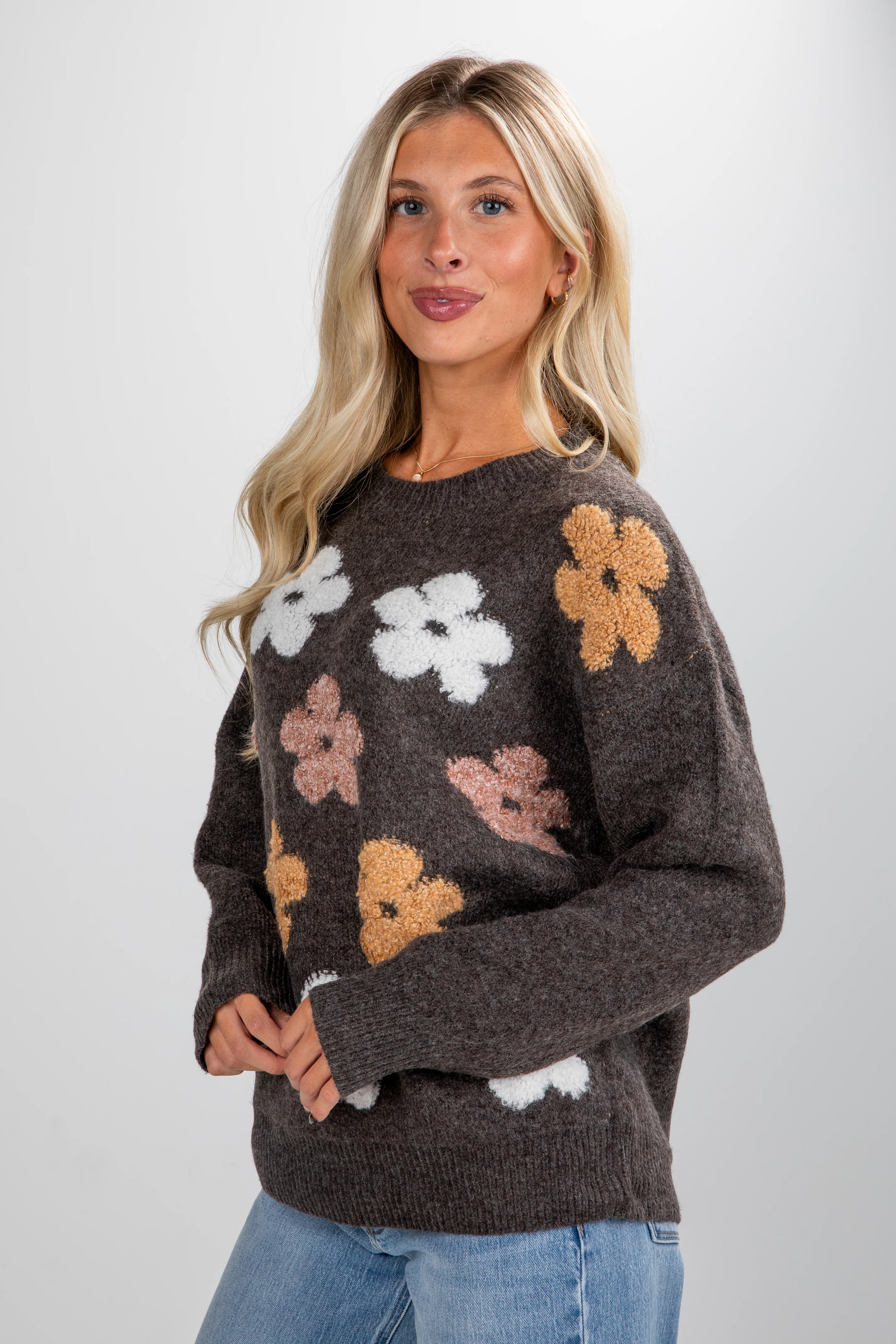 FINAL SALE - Look To Me Flower Sweater