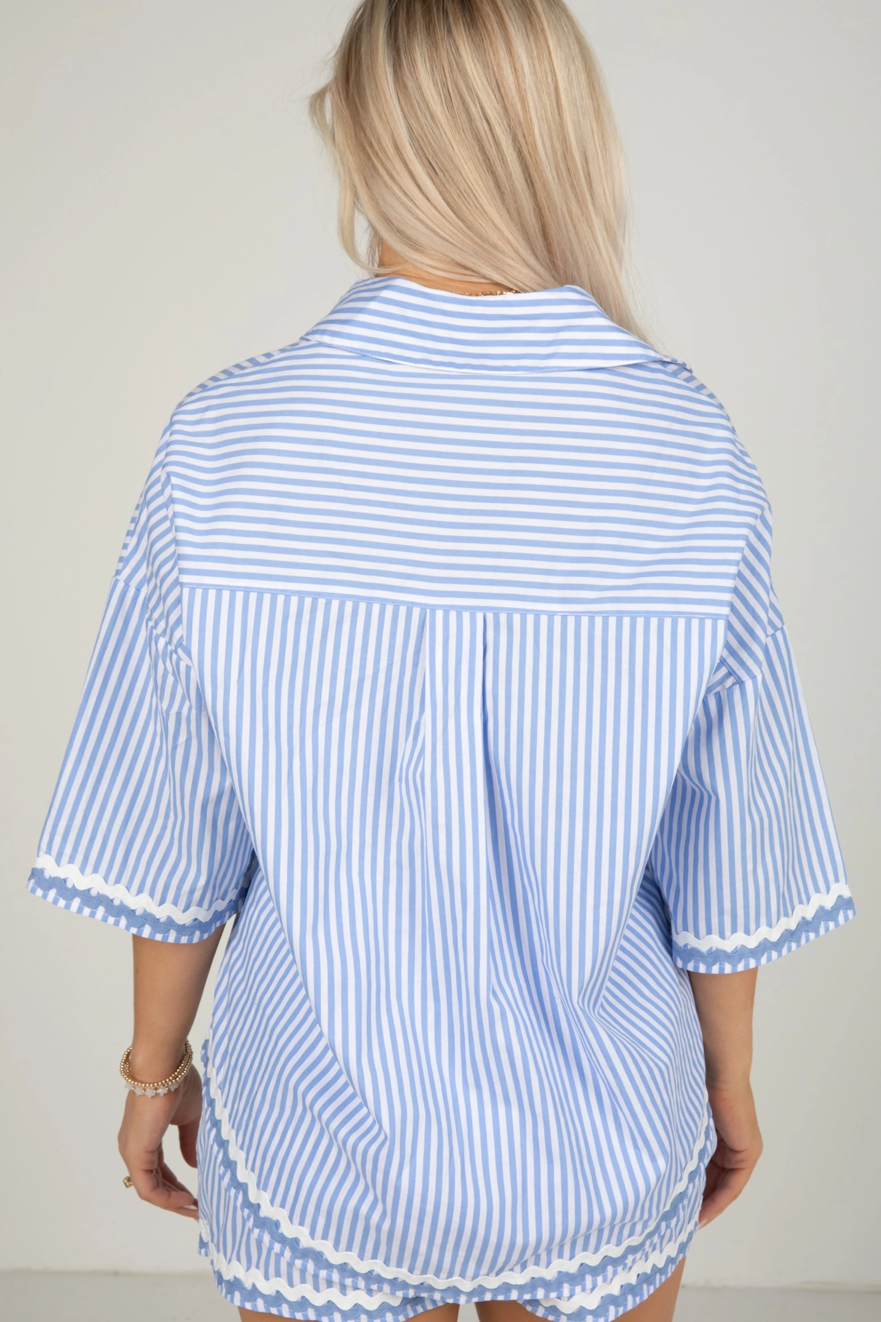FINAL SALE - Call Me Yours Blue Striped Blouse - DU DEAL
