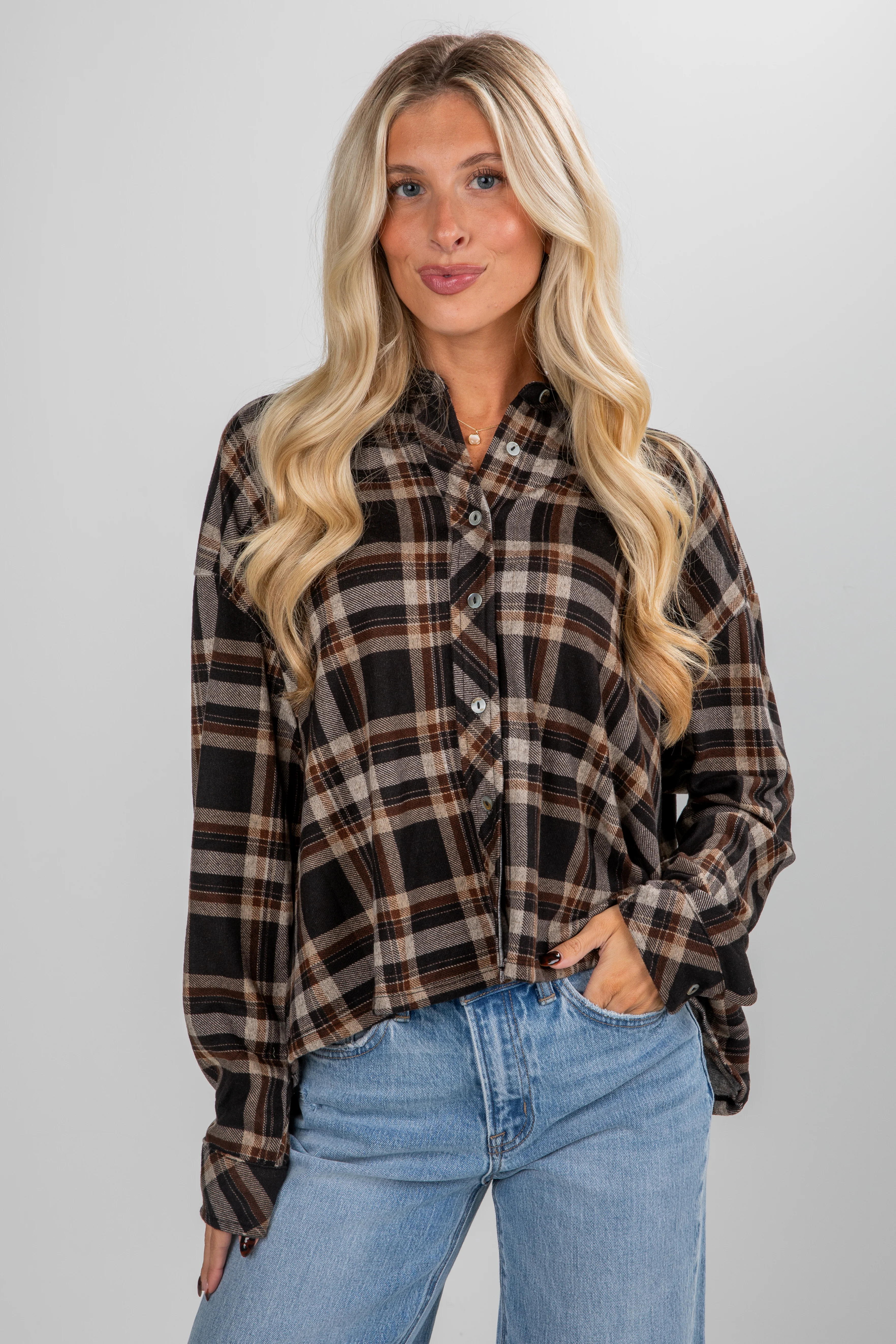 FINAL SALE - Changing Leaves Brown Plaid Flannel 4 FINAL SALE - Changing Leaves Brown Plaid Flannel
