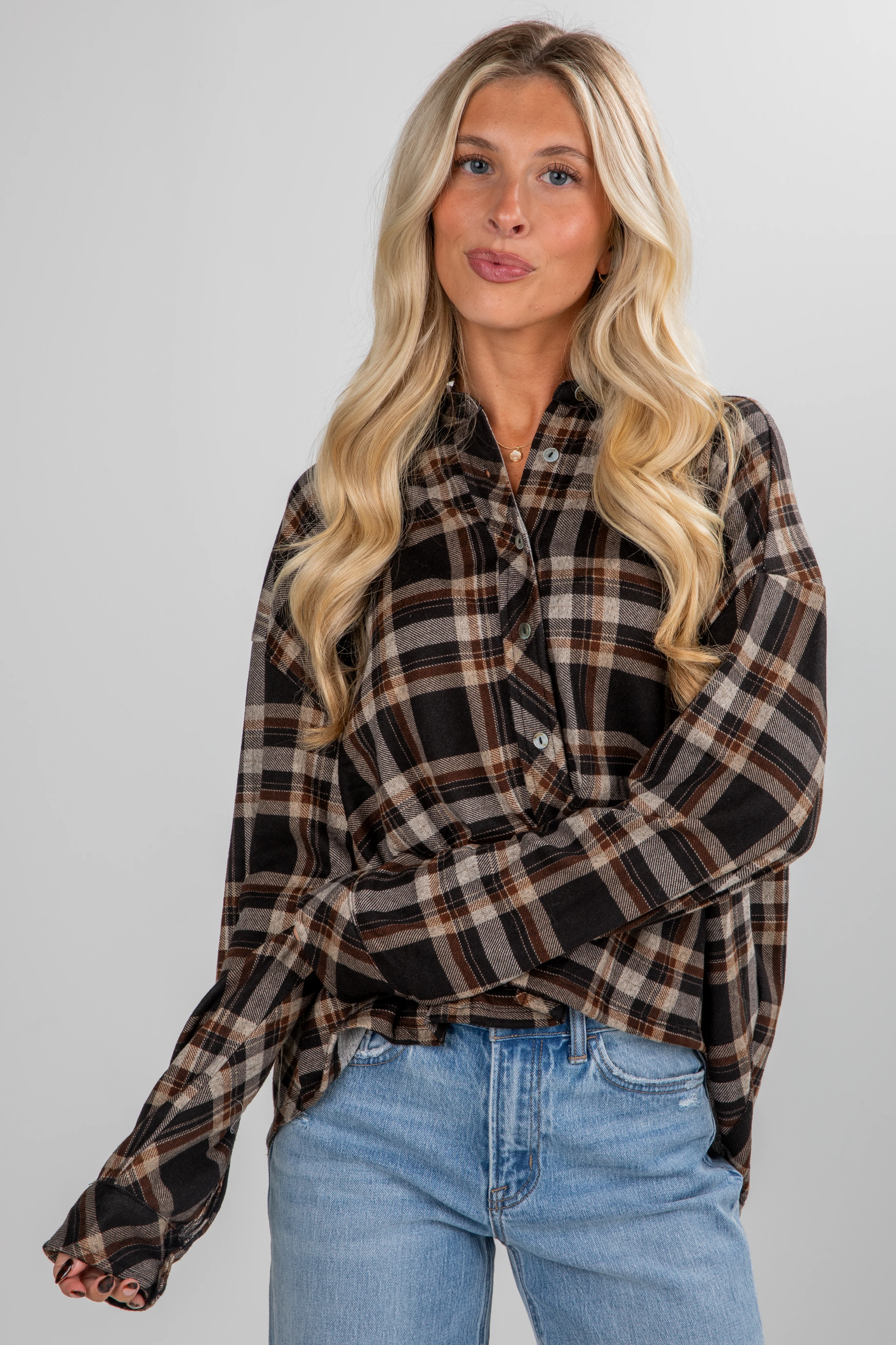 FINAL SALE - Changing Leaves Brown Plaid Flannel 5 FINAL SALE - Changing Leaves Brown Plaid Flannel