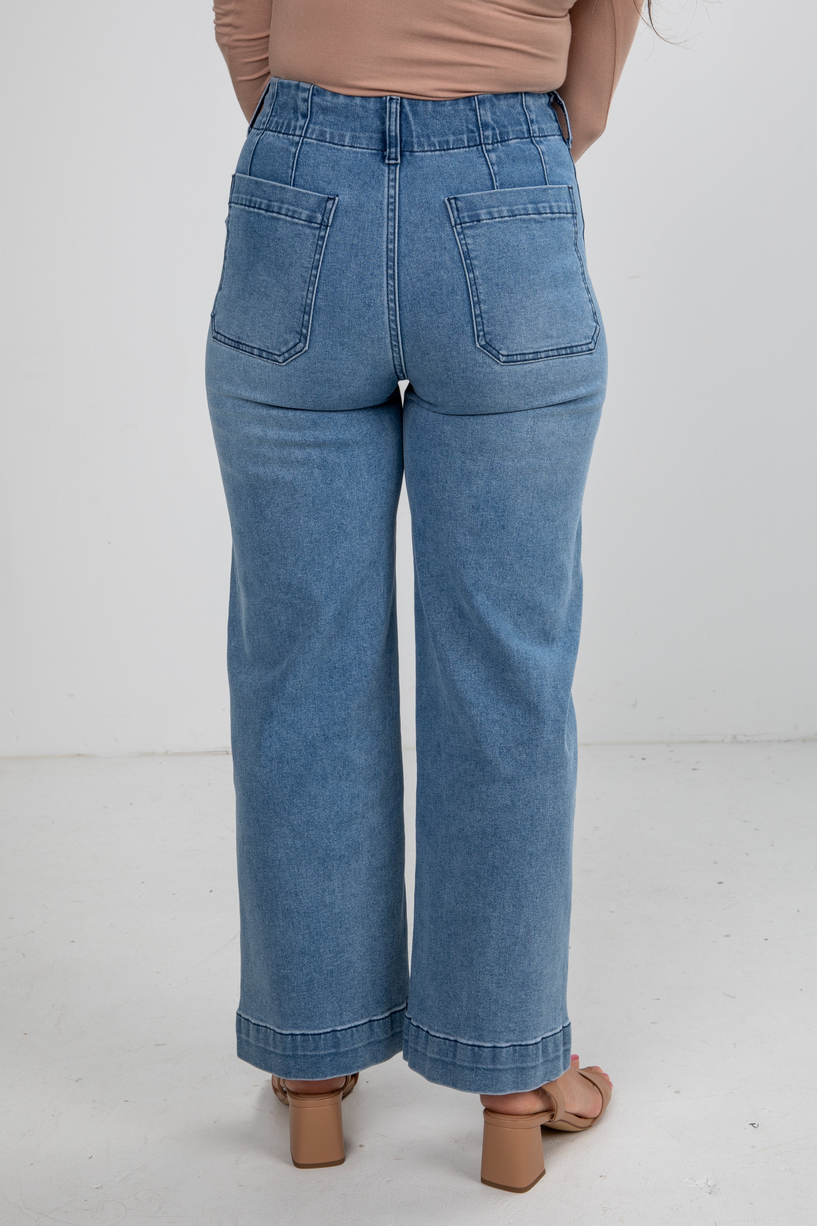 FINAL SALE - Kelsey Medium Wash High-Rise Wide Leg Jeans