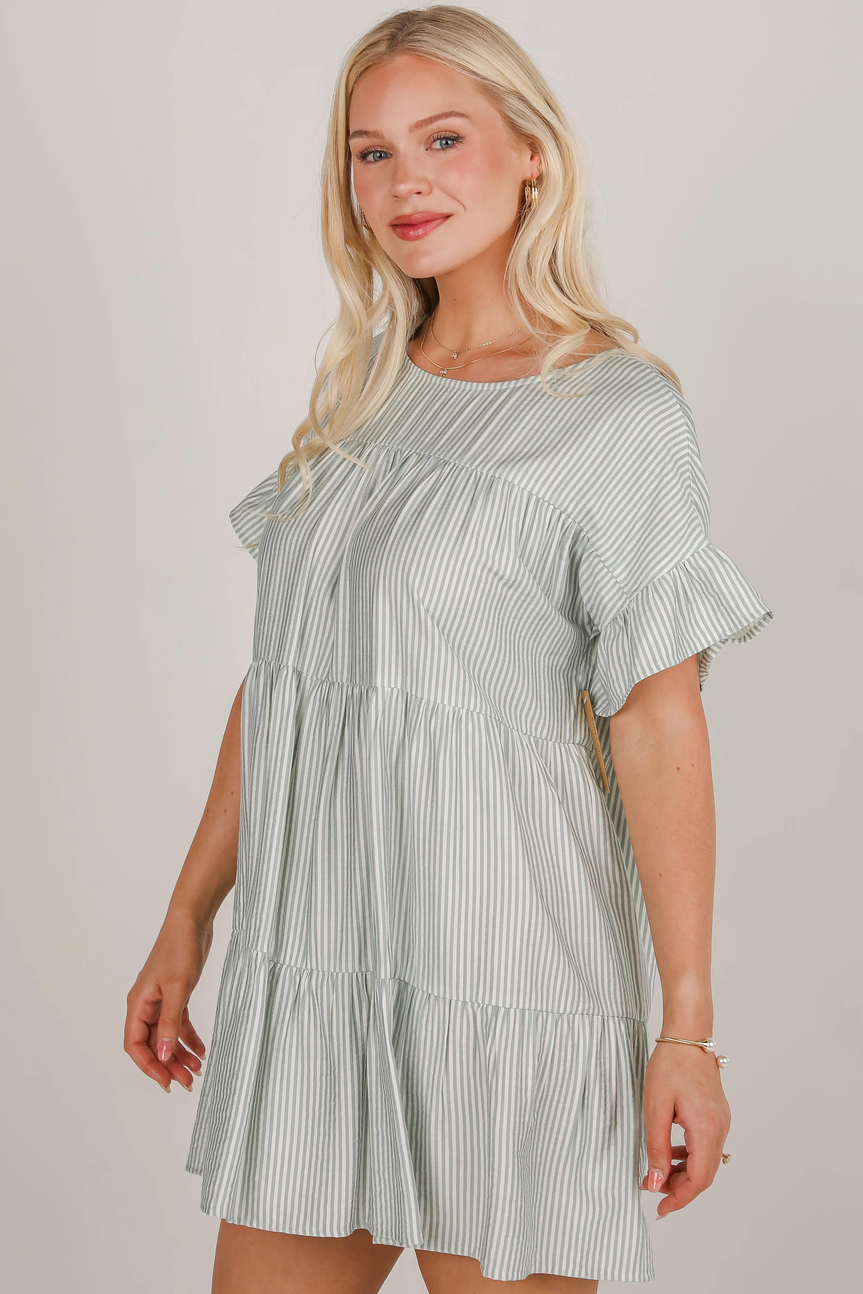 FINAL SALE - Perfect Pace Striped Tiered Mini Dress