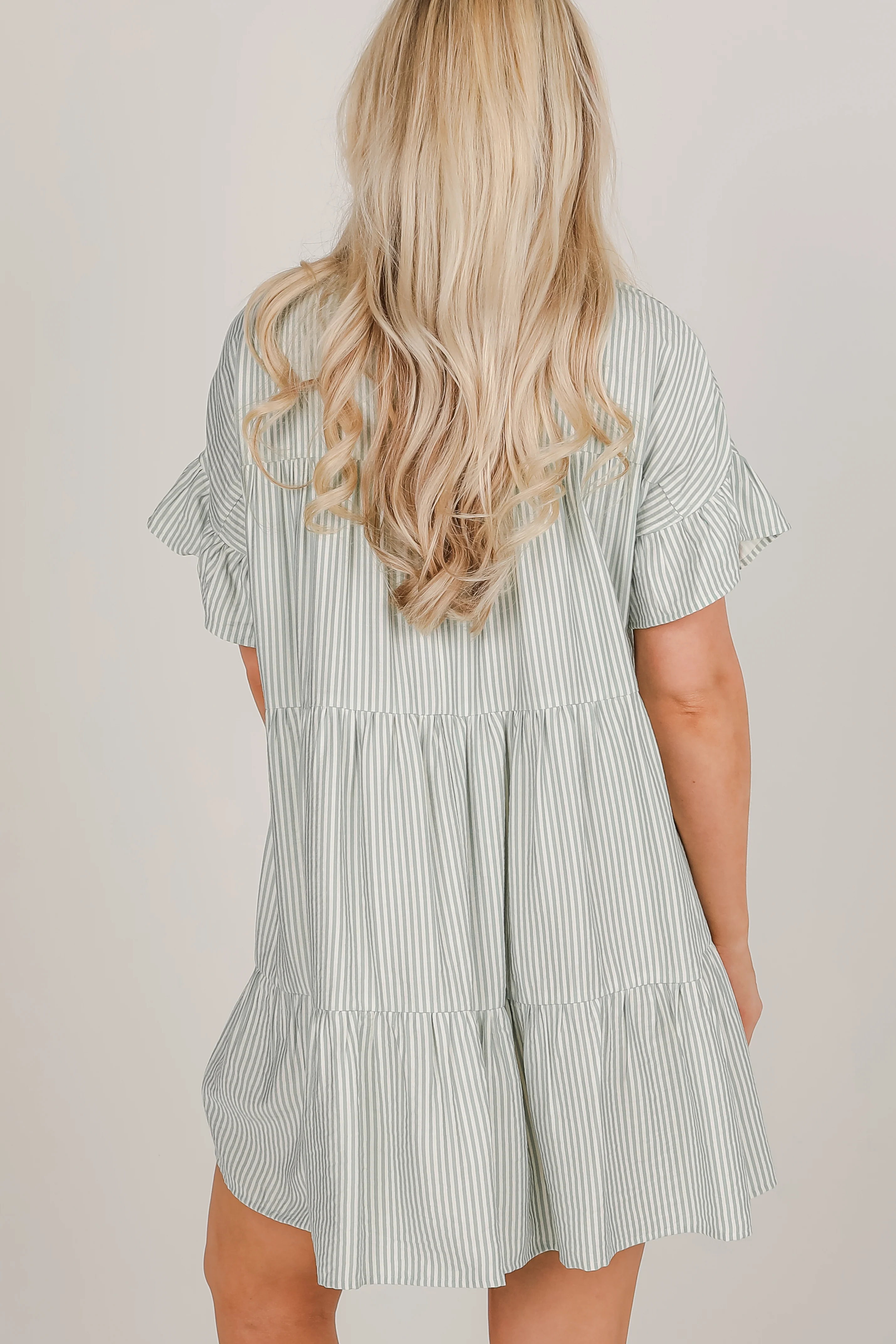 FINAL SALE - Perfect Pace Striped Tiered Mini Dress